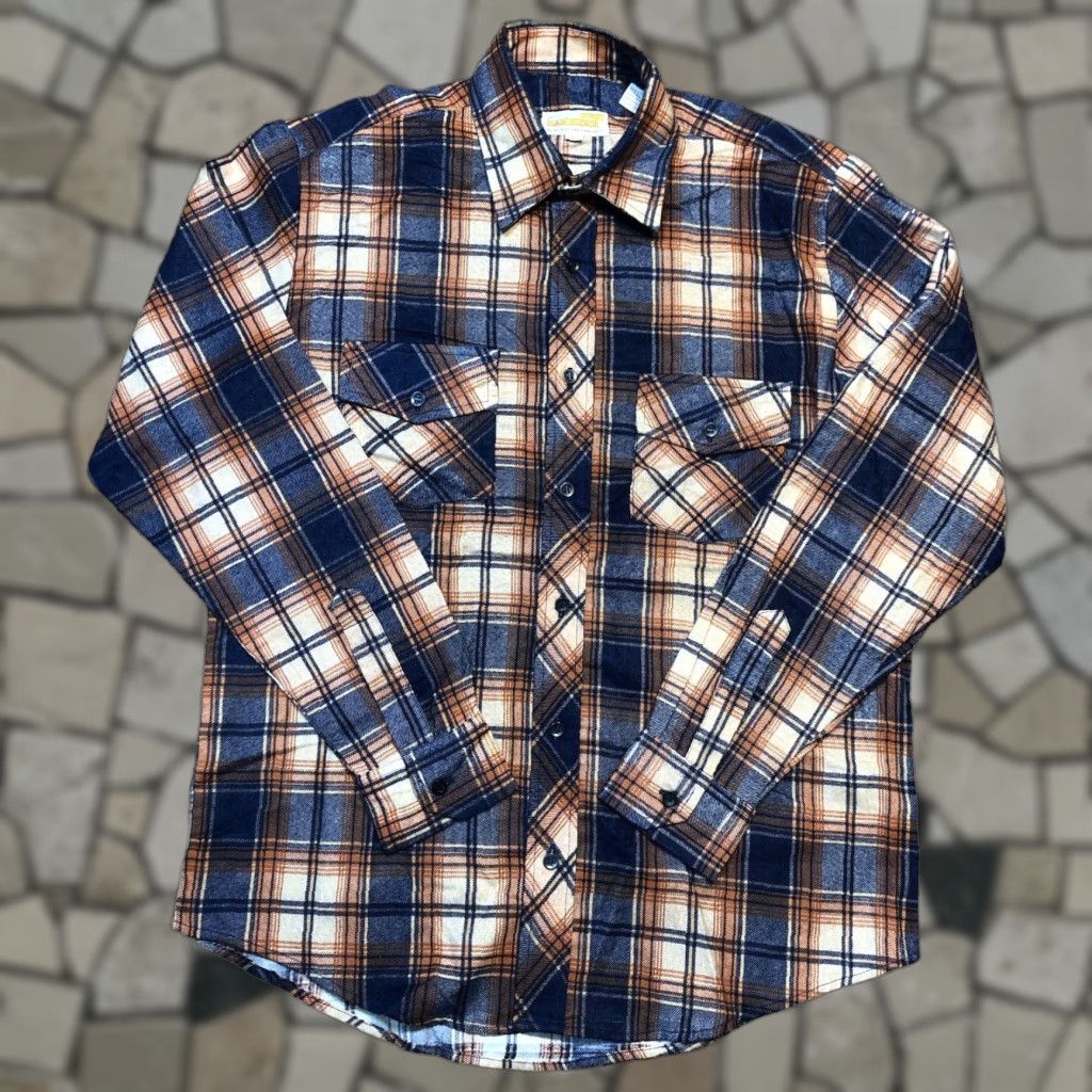 Vintage VINTAGE Sandherst Flannel Shirt Men Large Blue Brown Plaid Button Pocket Western Shirt Size US L / EU 52-54 / 3 - 1 Thumbnail