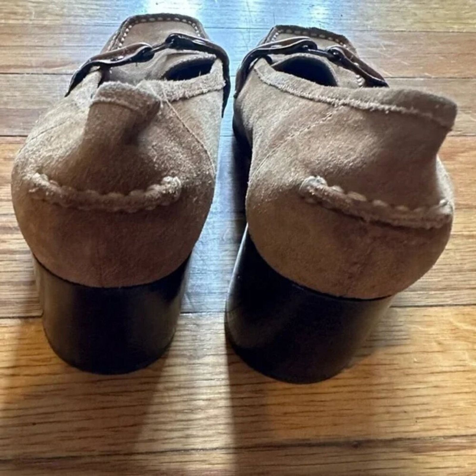 Aeropostale Aerosols Brown Suede Heeled Loafers Size US 5.5 / IT 35.5 - 5 Thumbnail