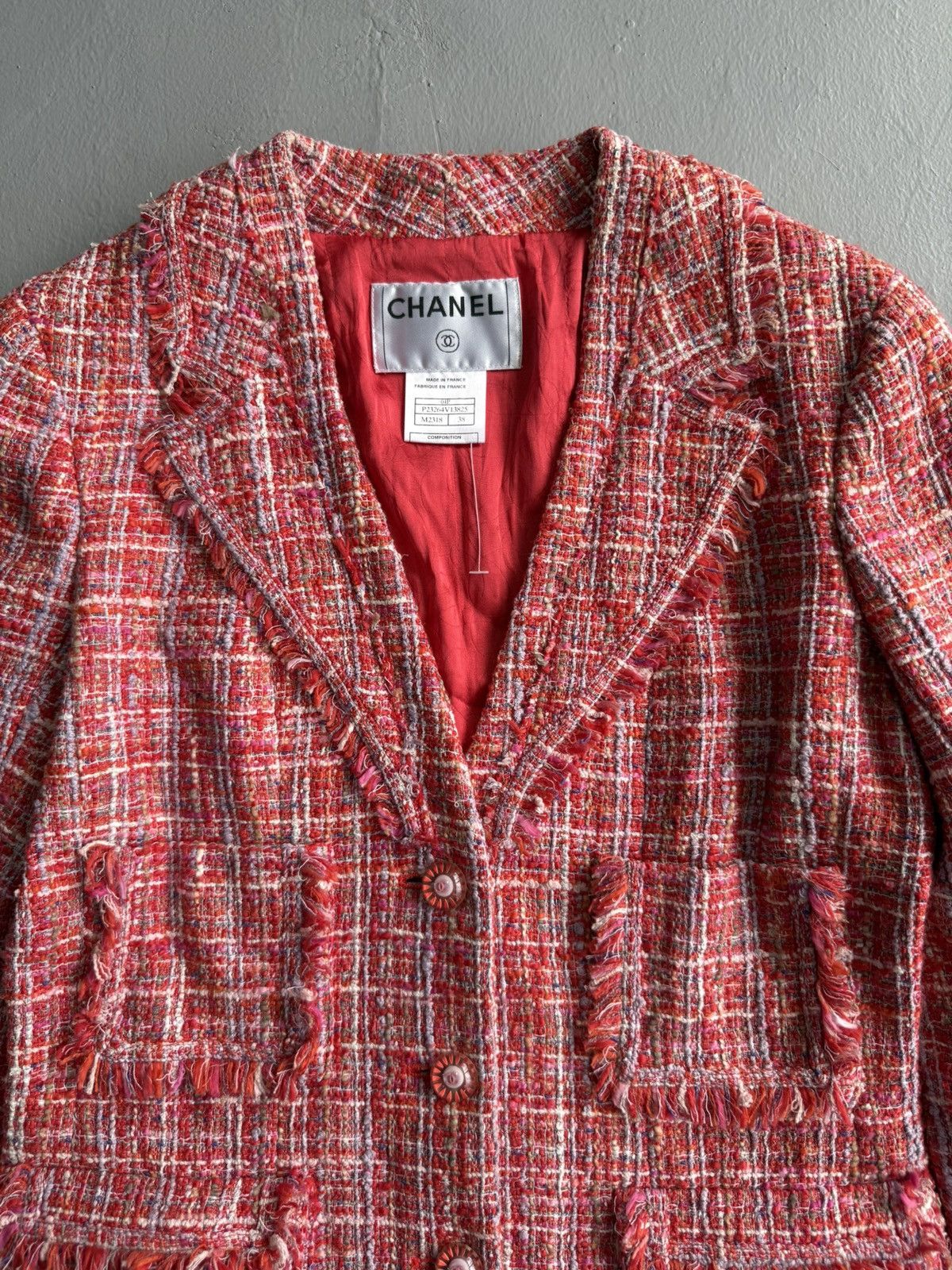 Chanel × Vintage 2004 Chanel Pink Tweed Blazer Size S / US 4 / IT 40 - 2 Thumbnail