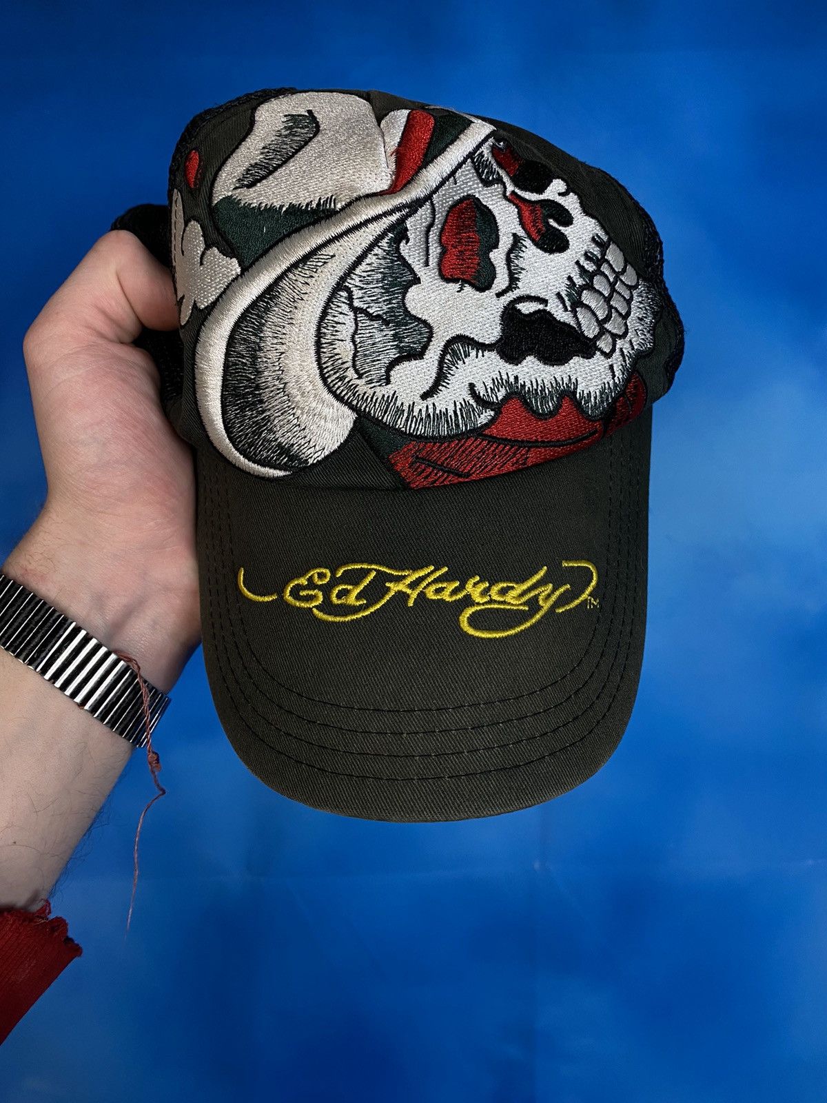 Ed Hardy 💥Ed Hardy skull cowboy metal vintage cap Size ONE SIZE - 2 Thumbnail