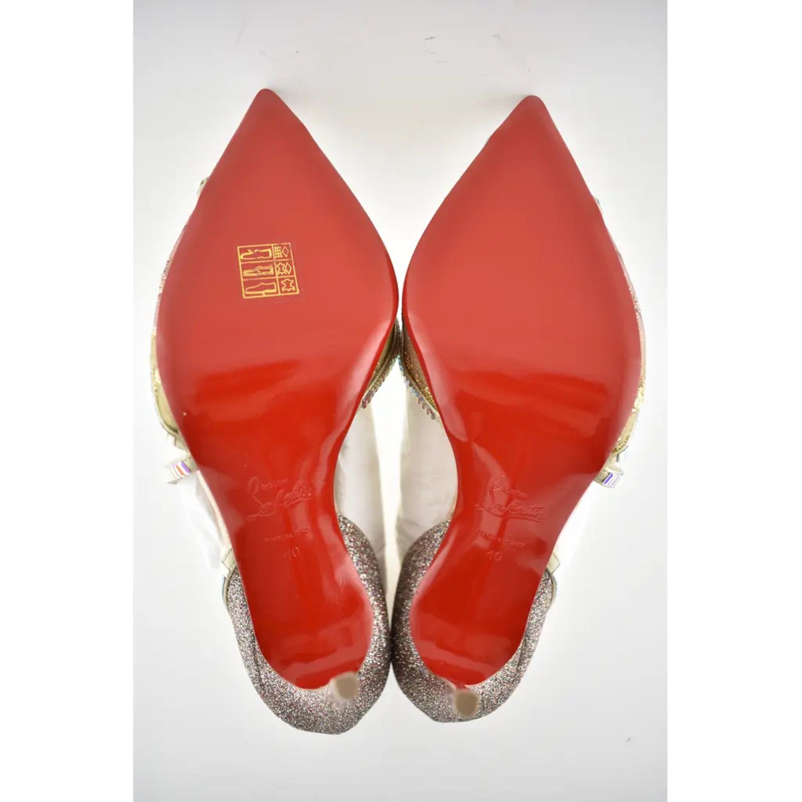 Christian Louboutin Chiara Diams 100 Glitter Crystal Cross Strap Heel Pump 40 Size US 10 / IT 40 - 12 Thumbnail