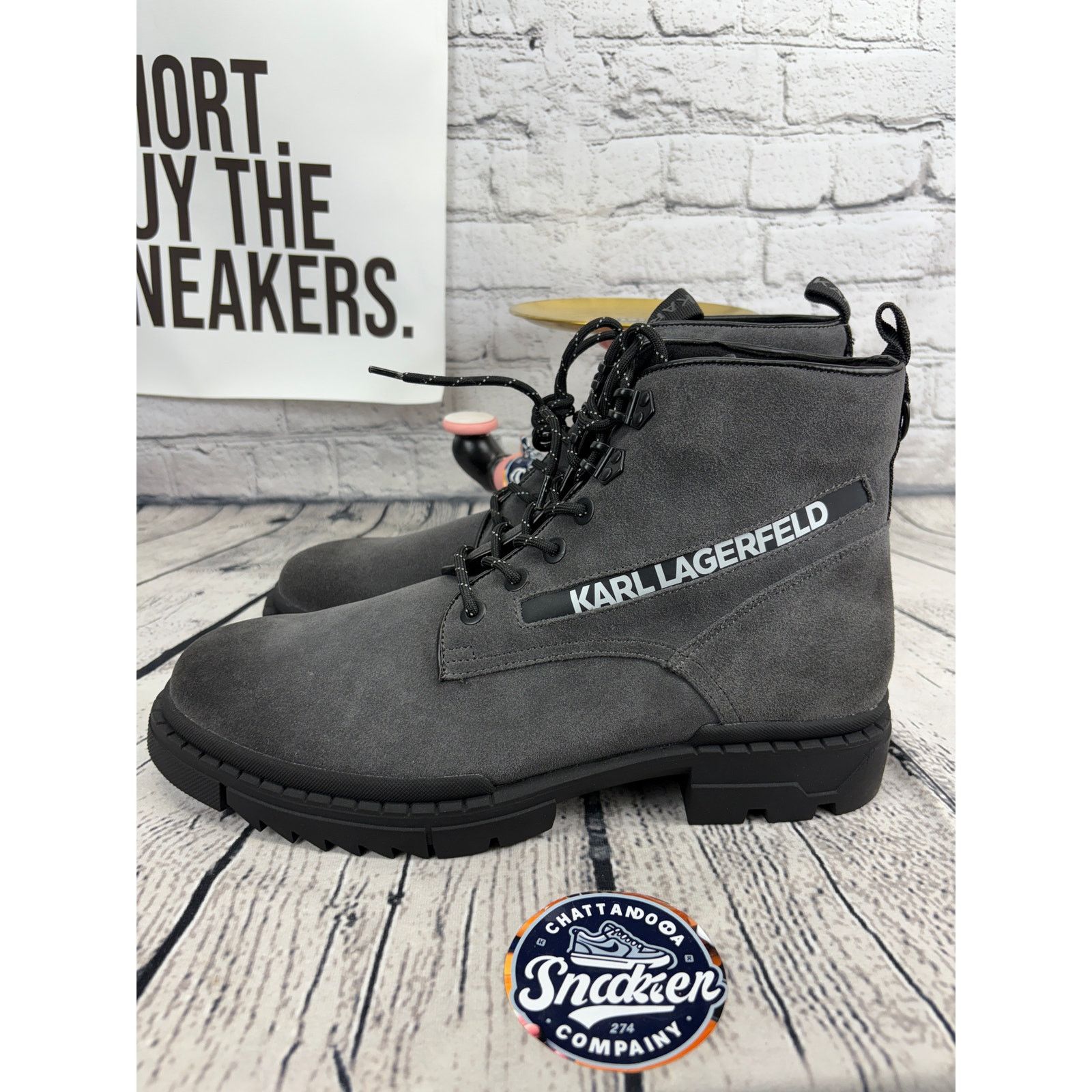 Karl Lagerfeld Karl Lagerfeld Paris Combat Boots Grained Leather Mens 13 Size US 13 / EU 46 - 3 Thumbnail