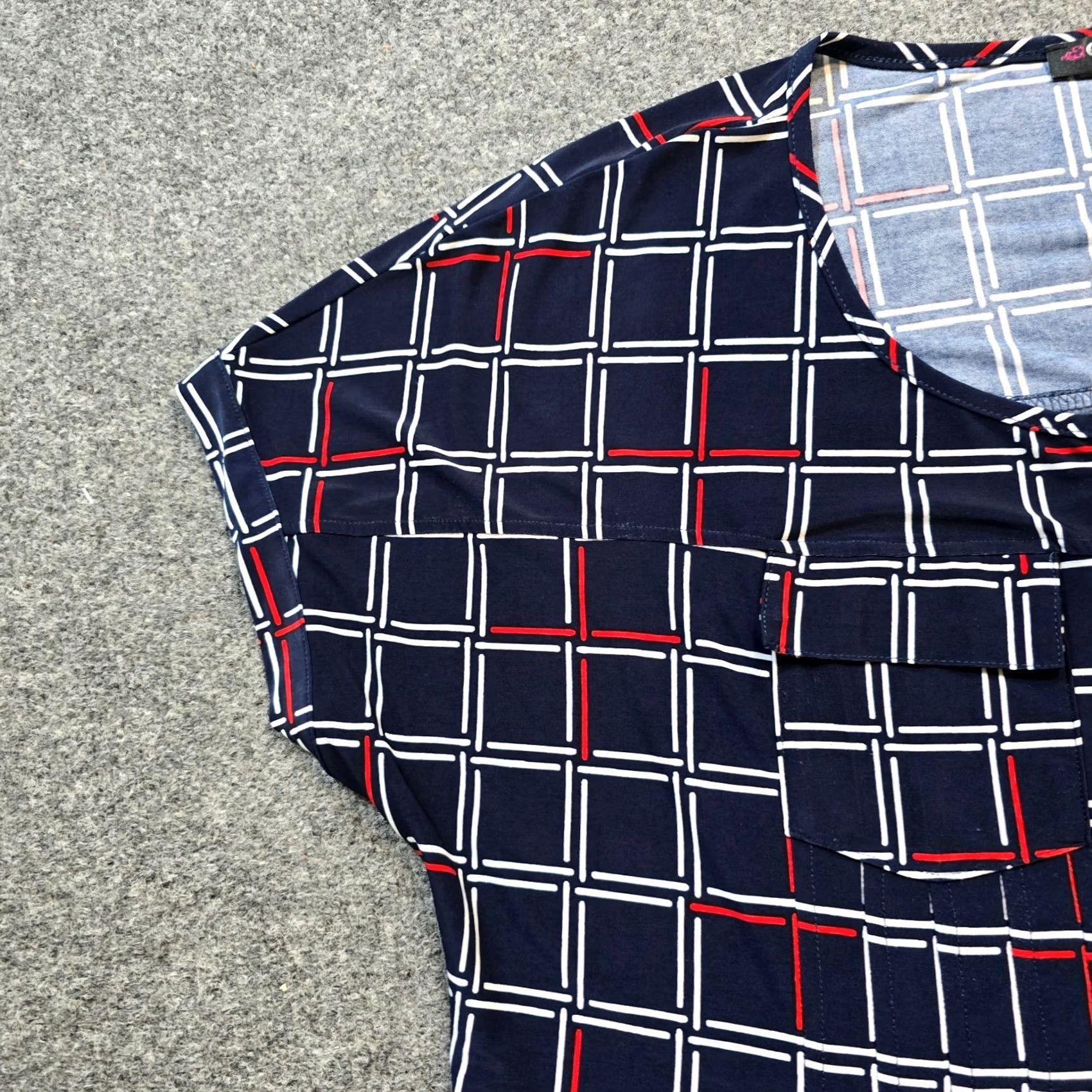 Vintage Cocomo Top Womens 1X Blue Size Plaid Short Sleeve Stretchy Slinky Casual Career Size XL / US 12-14 / IT 48-50 - 4 Thumbnail