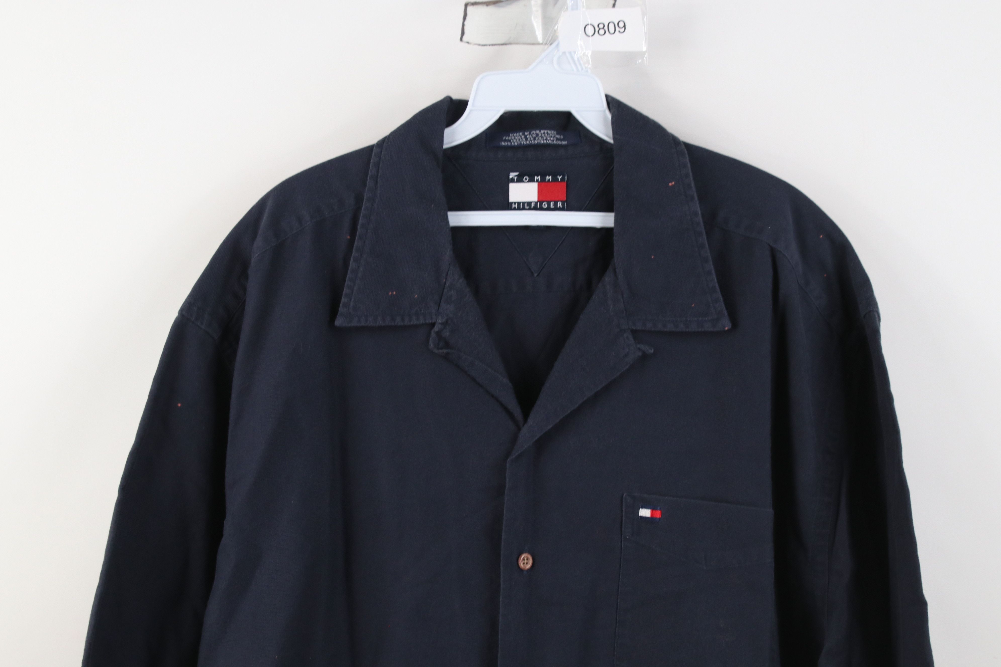 Tommy Hilfiger Vintage 90s Tommy Hilfiger Looped Collar Button Shirt Size US XL / EU 56 / 4 - 2 Thumbnail