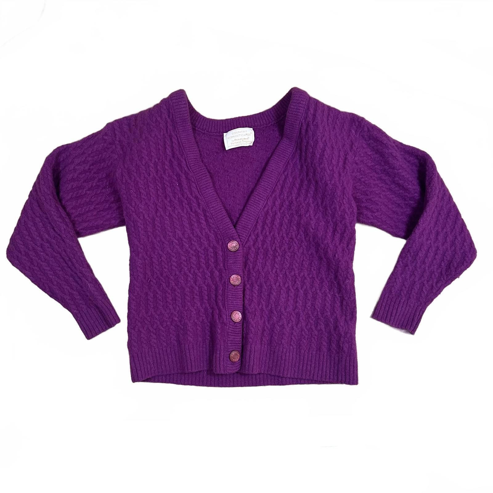 Pendleton Pendleton Women Sweater Cardigan Purple Vintage Cable Knit Size M / US 6-8 / IT 42-44 - 1 Thumbnail