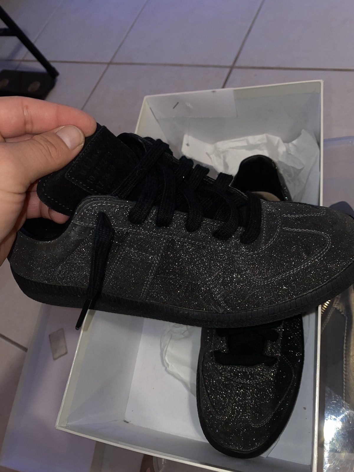 image of Maison Margiela Margiela Gat Glitter Size 39 Shoes in Black, Men's