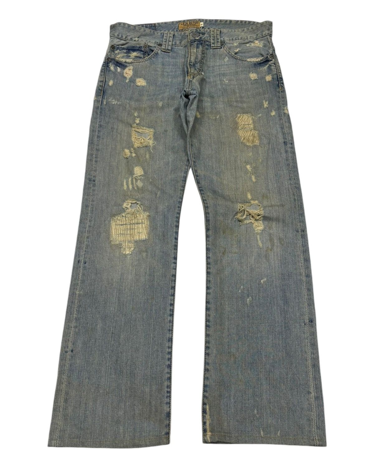 VINTAGE FATIGUES FLASH REPORT RIPPED DENIM JEANS