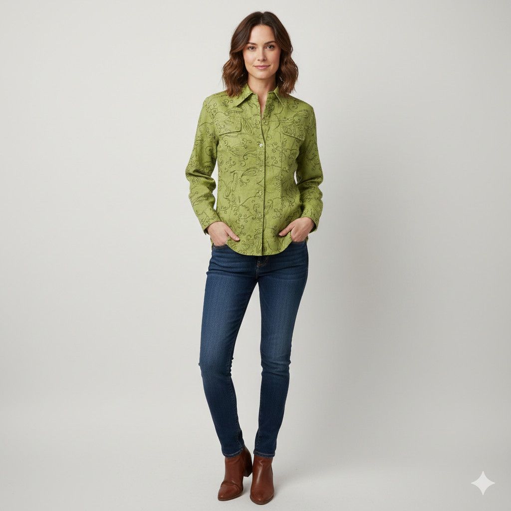 Chicos Chico's Size 1/M Shirt Shacket Button Down Floral Embroidery Size M / US 6-8 / IT 42-44 - 4 Thumbnail