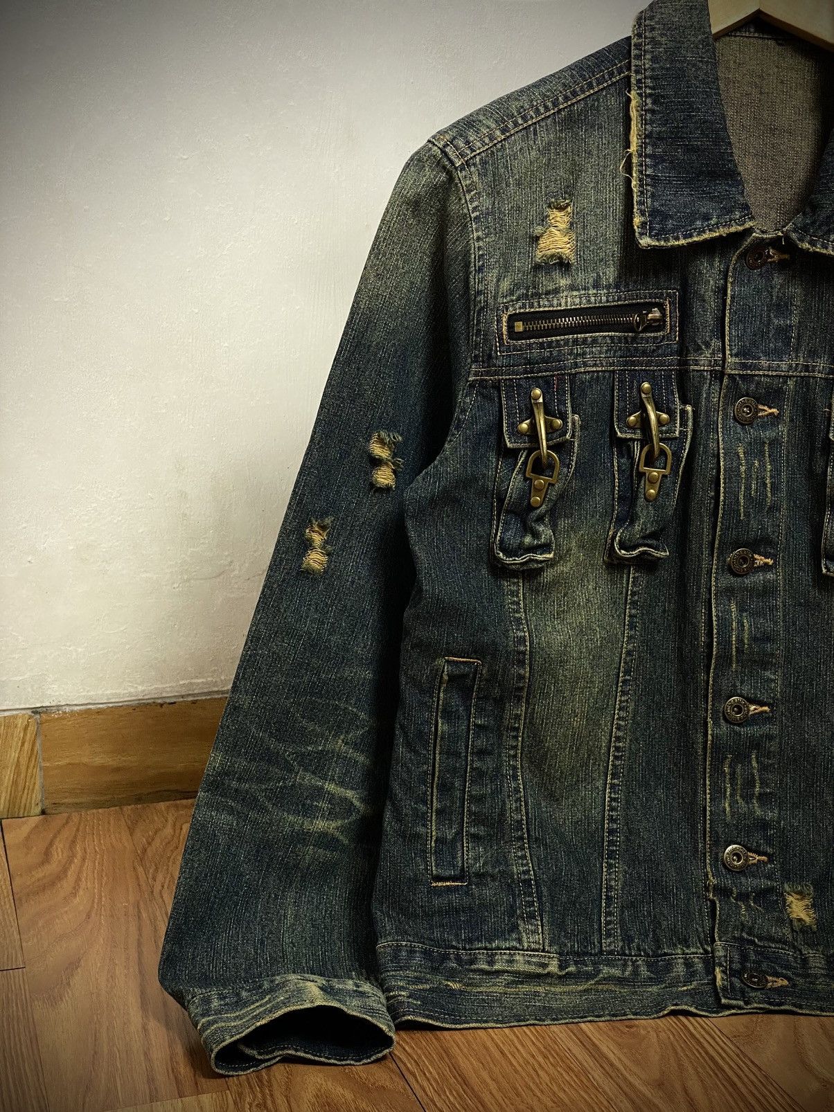 In The Attic In The Attic Japan Mud Wash Denim Jacket Punk LGB Style 🕷️ Size US M / EU 48-50 / 2 - 5 Thumbnail