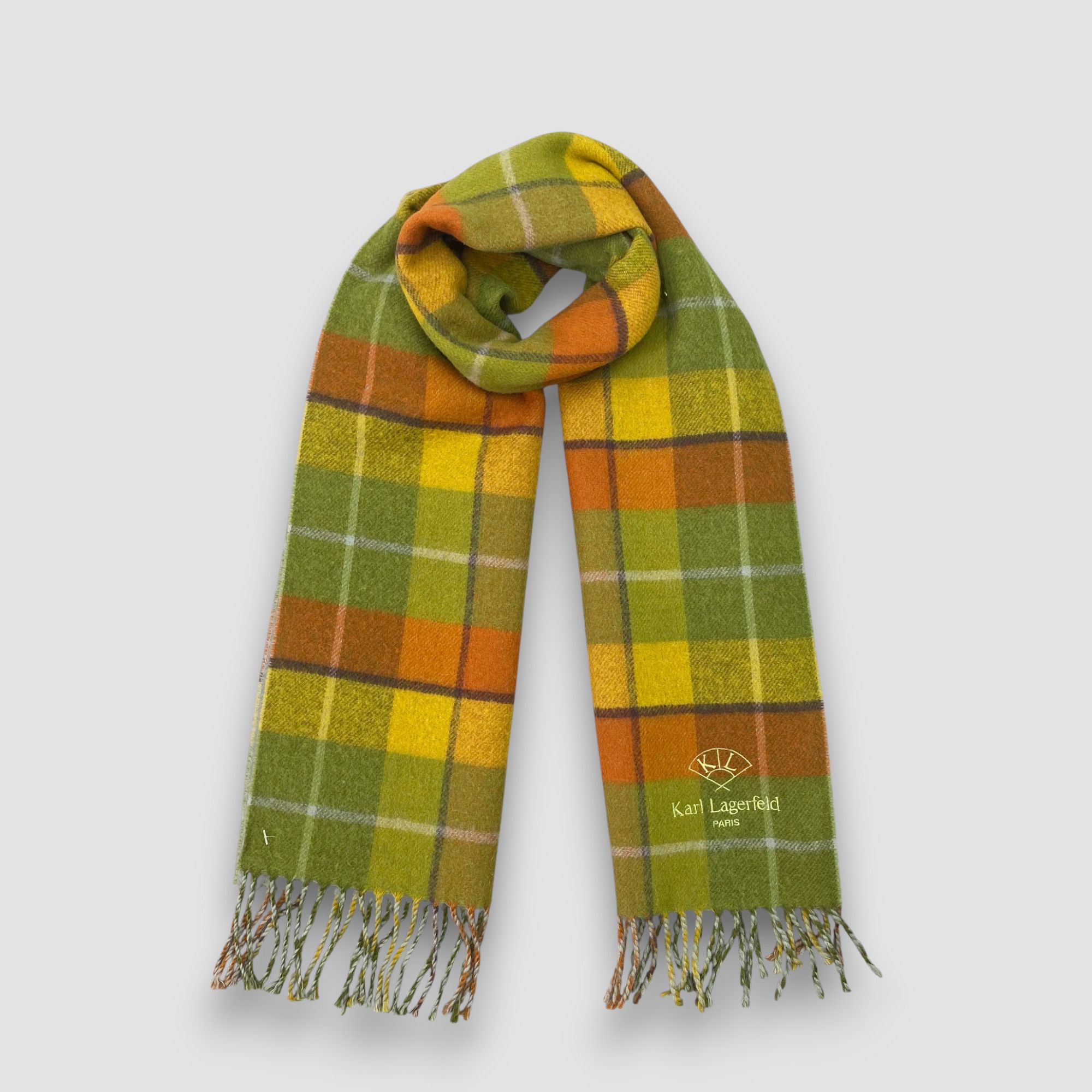 Karl Lagerfeld Vintage Karl Lagerfeld Scarf Muffler Wool Plaid Scarves Size ONE SIZE - 1 Thumbnail