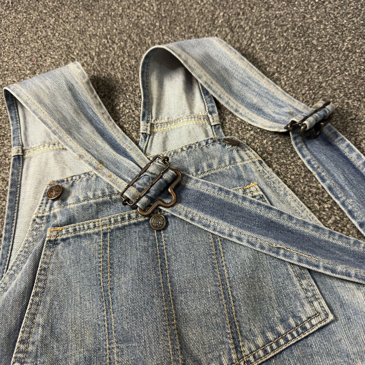 Japanese Brand Rare Vintage 70s Overall Houston Carpenter Washed Denim Size US 32 / EU 48 - 3 Thumbnail