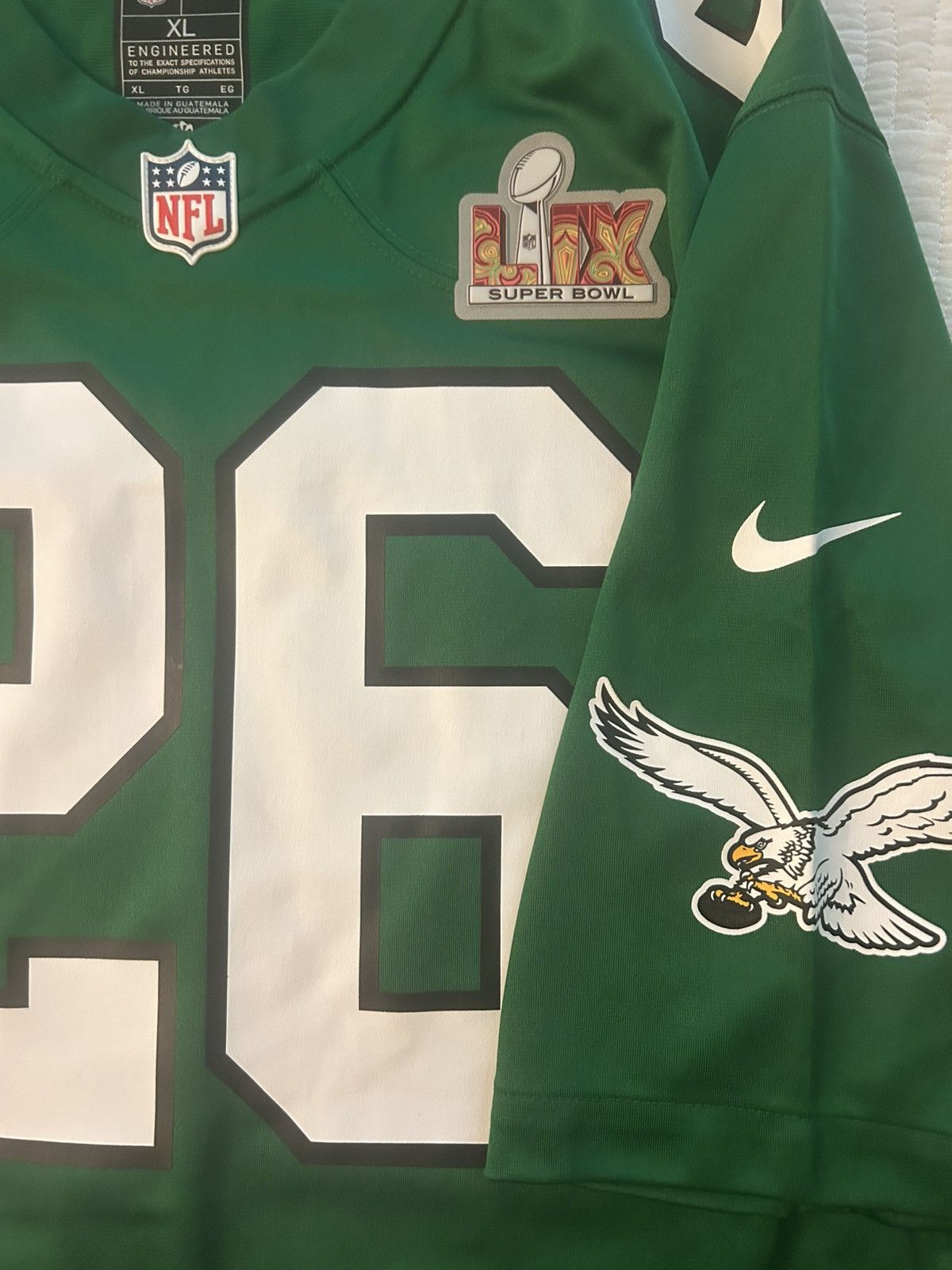 Nike Kelly Green SB LIX Saquon Barkley Jersey: Game Jersey Size US XL / EU 56 / 4 - 2 Thumbnail
