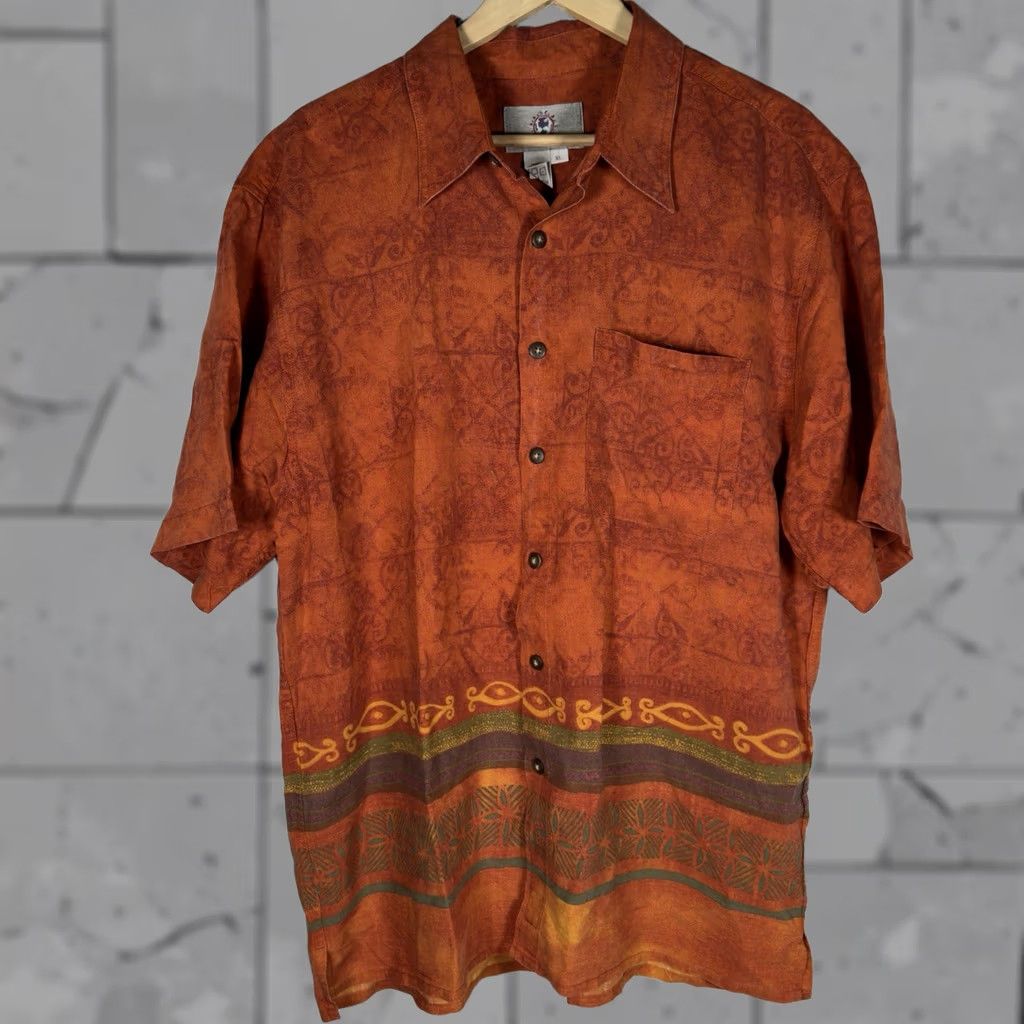 The Territory Ahead Territory Ahead Shirt Lyocell Blend Orange Hawaiian Style Mens XL Button-Up Short Sleeve Size US XL / EU 56 / 4 - 1 Thumbnail