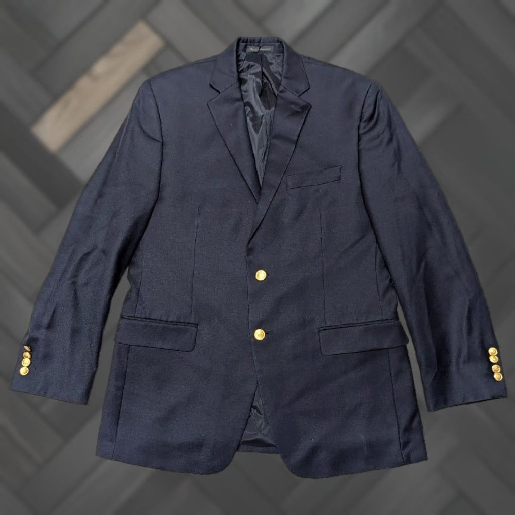Harris Tweed RALPH LAUREN blazer navy blue 40R TWO-Button wool Tweed Men Blazer Notch 48R barley-Corn 40R Size 48R - 1 Thumbnail