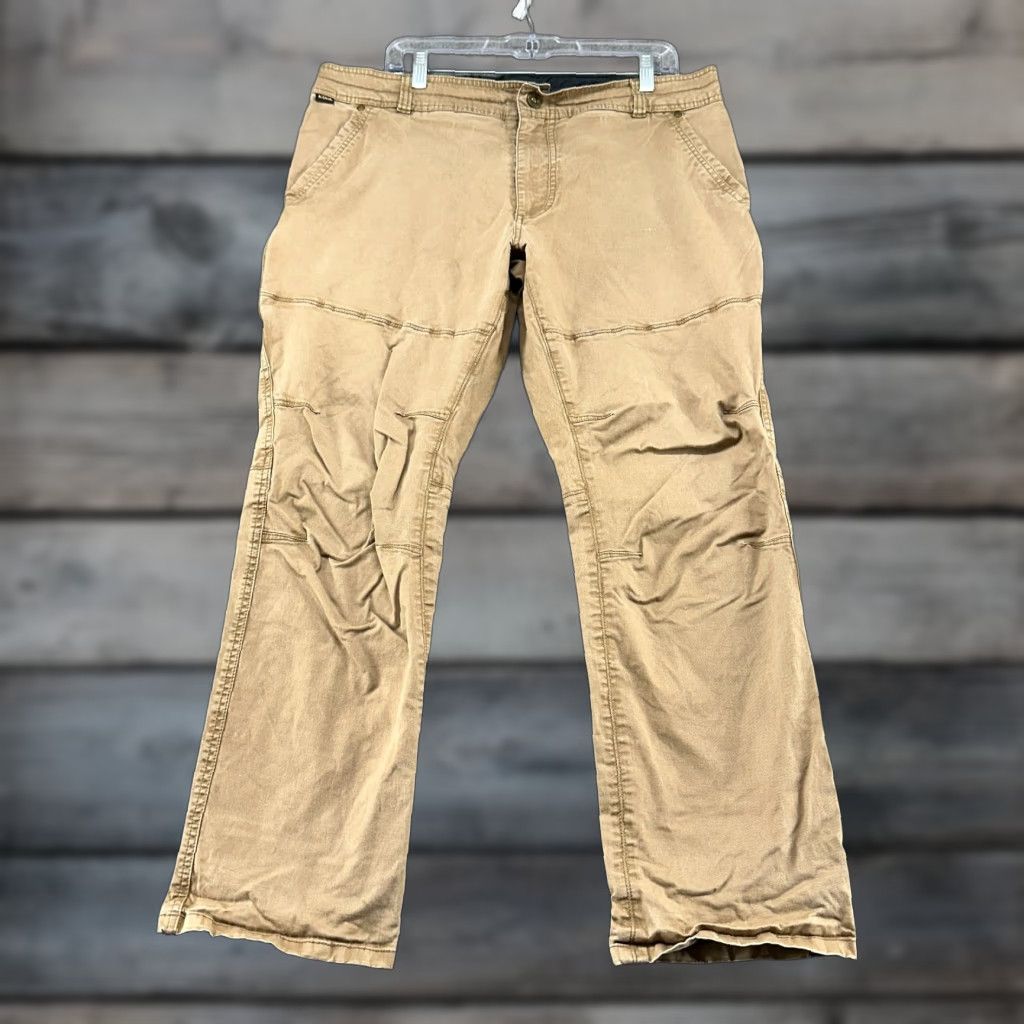 Vintage Kuhl Pants Mens 38x30 Brown Tan Canvas Carpenter Tapered 90s Vintage Logo Casual Workwear Size US 38 / EU 54 - 1 Thumbnail
