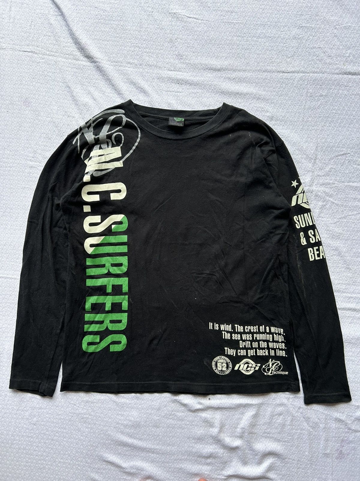 Vintage North Coast Surfers Japan Seditionaries Poem Long Sleeve Size US L / EU 52-54 / 3 - 1 Thumbnail