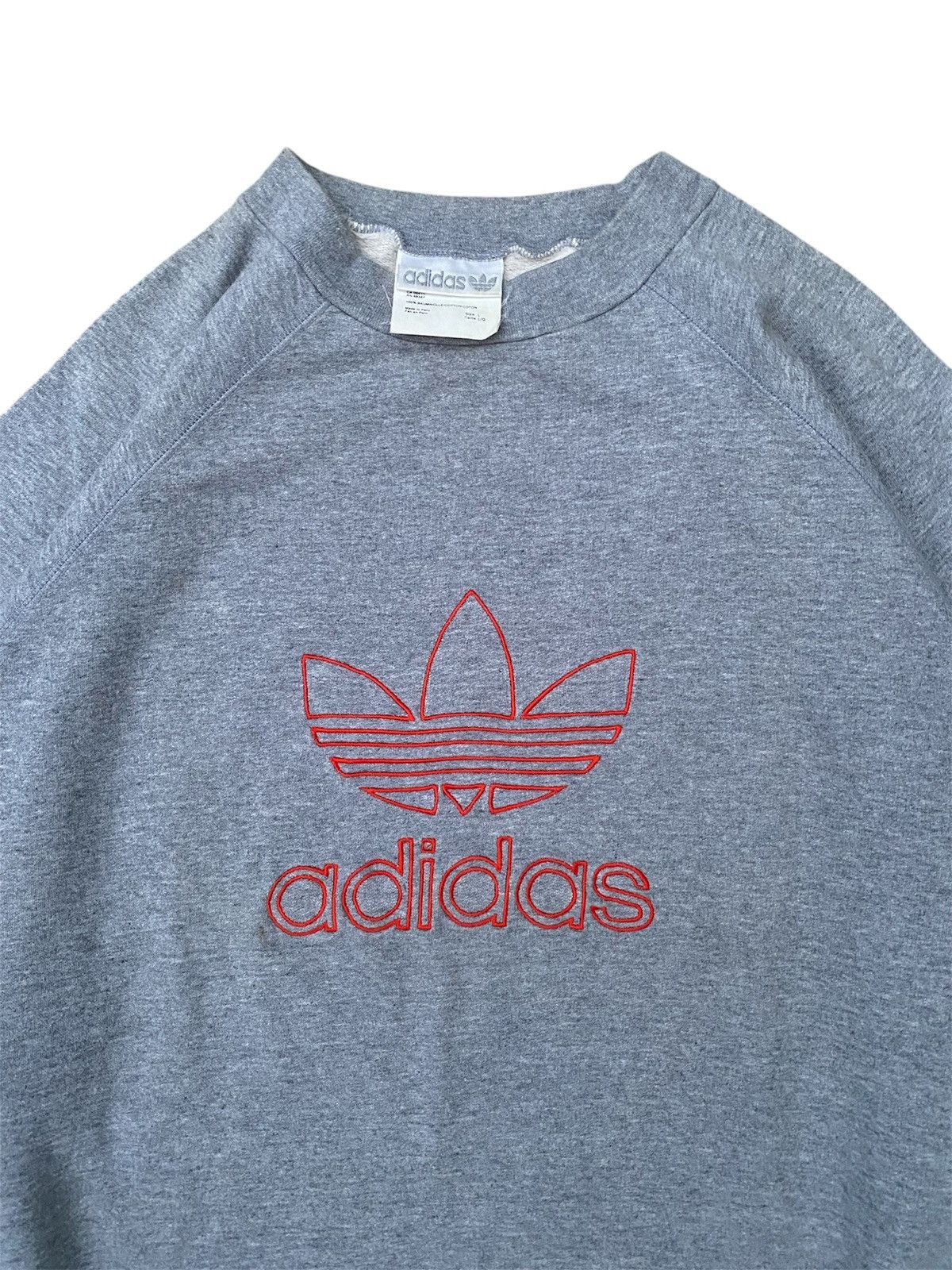 Adidas Vintage 80s Adidas Trefoil Embroidery Sweatshirt Size US L / EU 52-54 / 3 - 5 Thumbnail