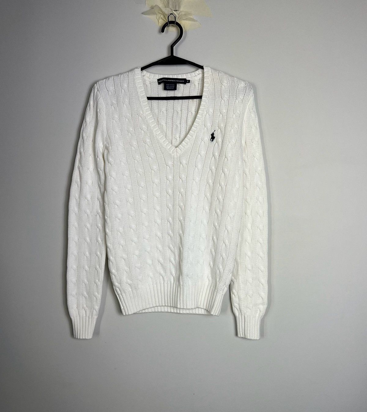 Ralph Lauren × Ralph Lauren Sport Ralph Lauren Braid sweater, white, classic neckline Size M / US 6-8 / IT 42-44 - 2 Thumbnail