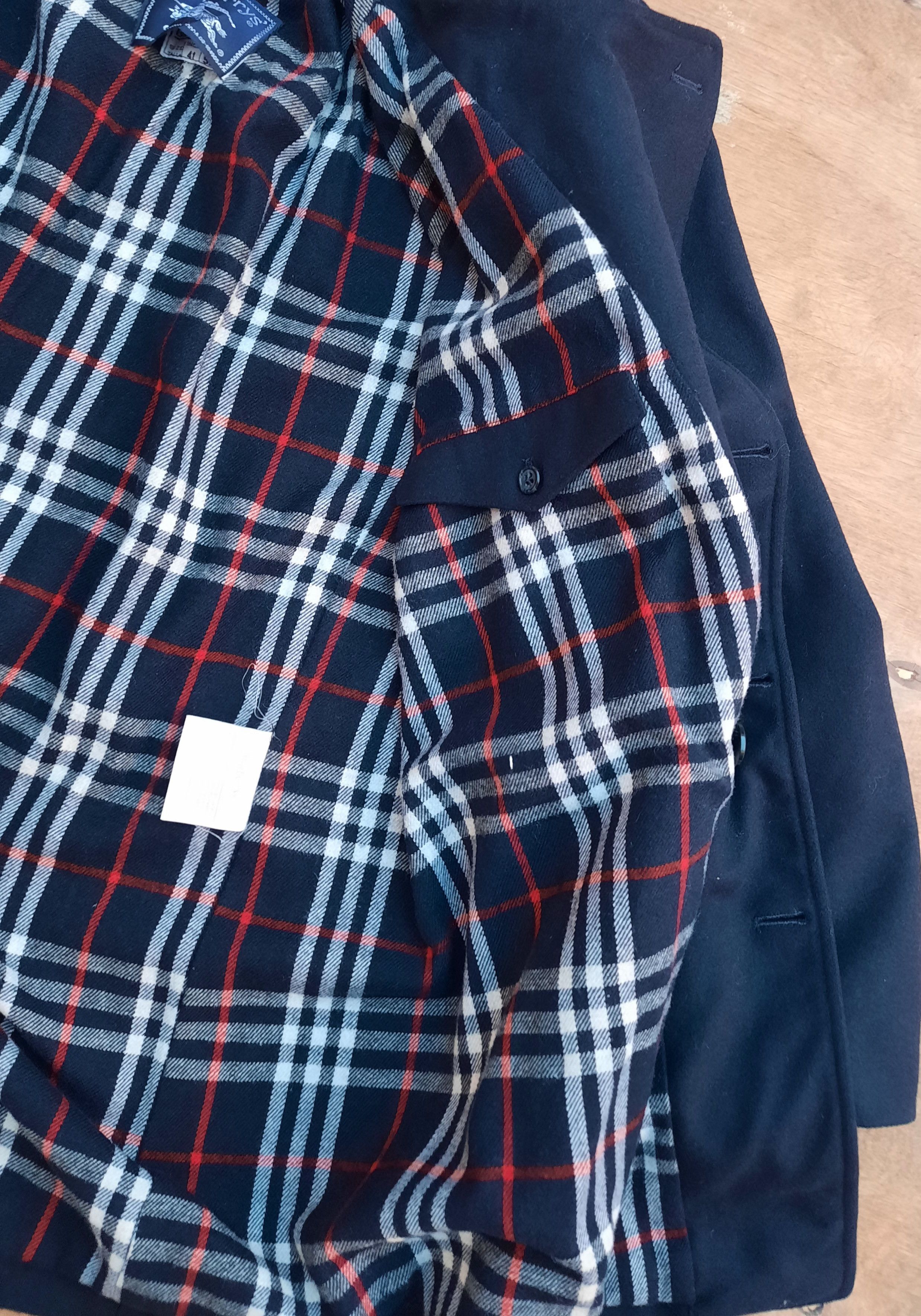 Burberry Burberrys Navy Wool Classic mens Double Breasted pea coat Size US L / EU 52-54 / 3 - 8 Thumbnail