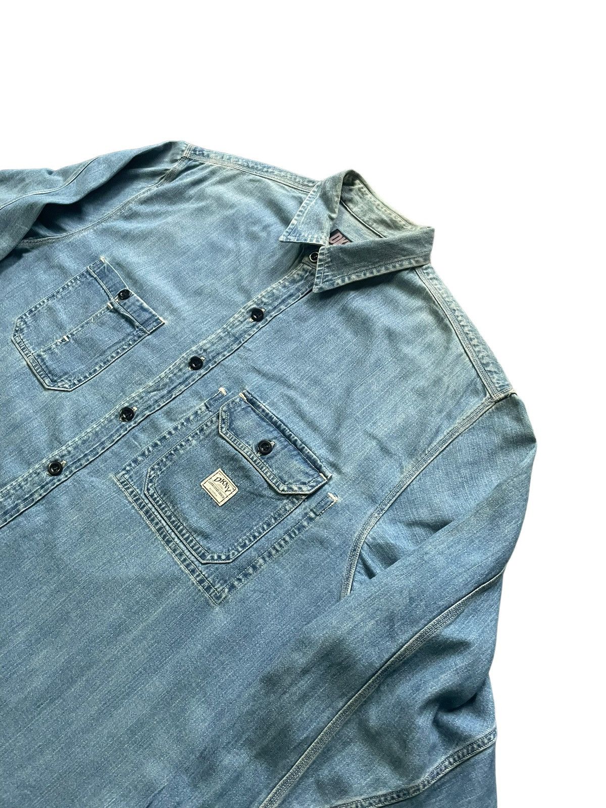 Designer Vintage DKNY Denim Shirt Size US XL / EU 56 / 4 - 2 Thumbnail