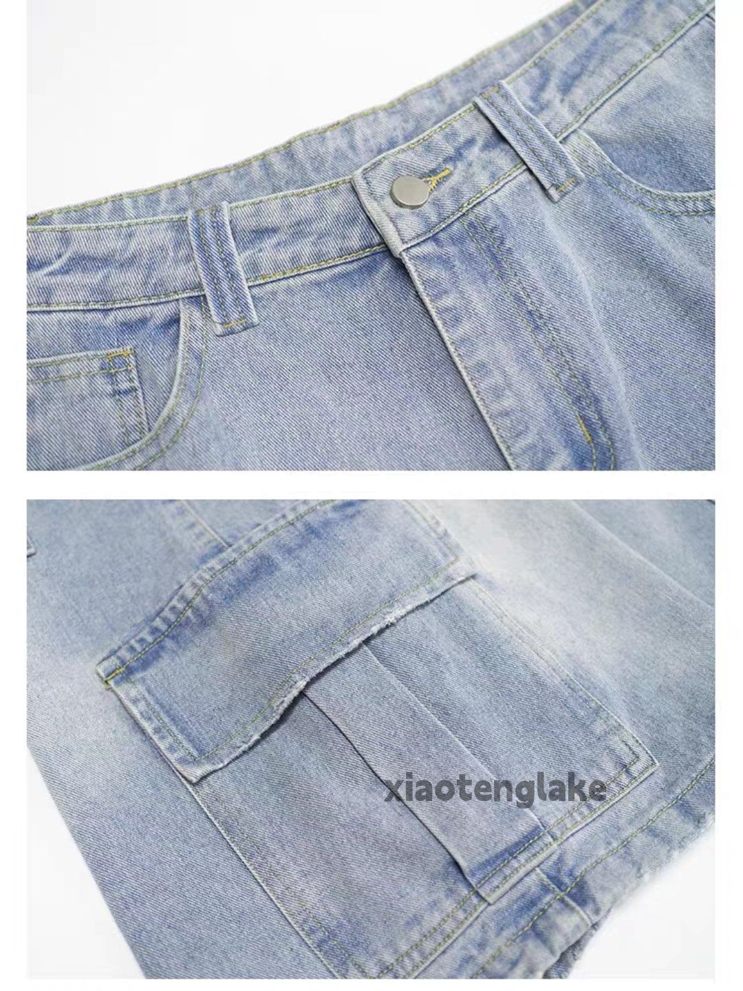 Designer Unisex washed faded loose baggy hiphop cargo shorts Size US 28 / EU 44 - 4 Thumbnail
