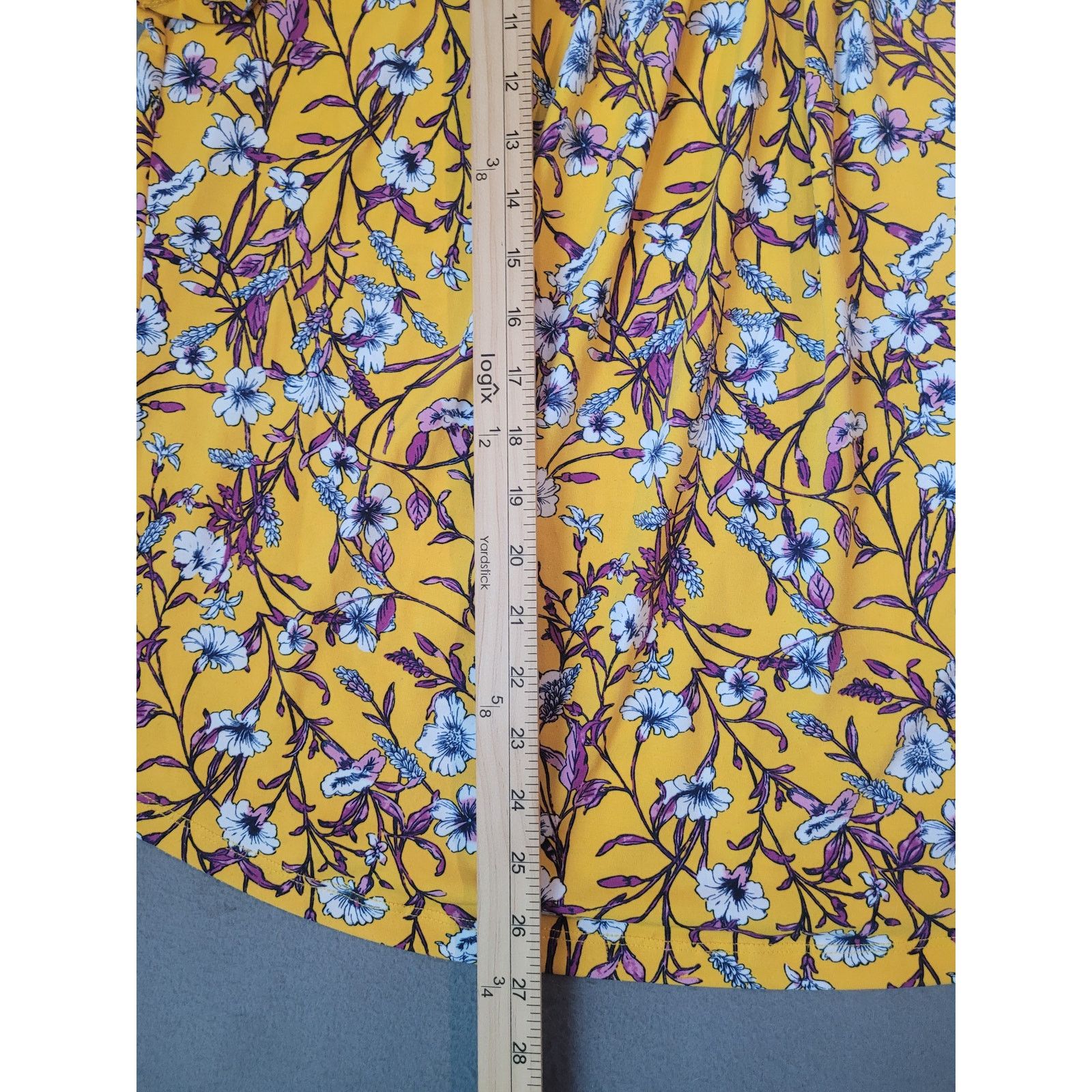 Liz Claiborne Liz Claiborne Yellow Floral Blouse XL Short Sleeve Top Size XL / US 12-14 / IT 48-50 - 7 Thumbnail