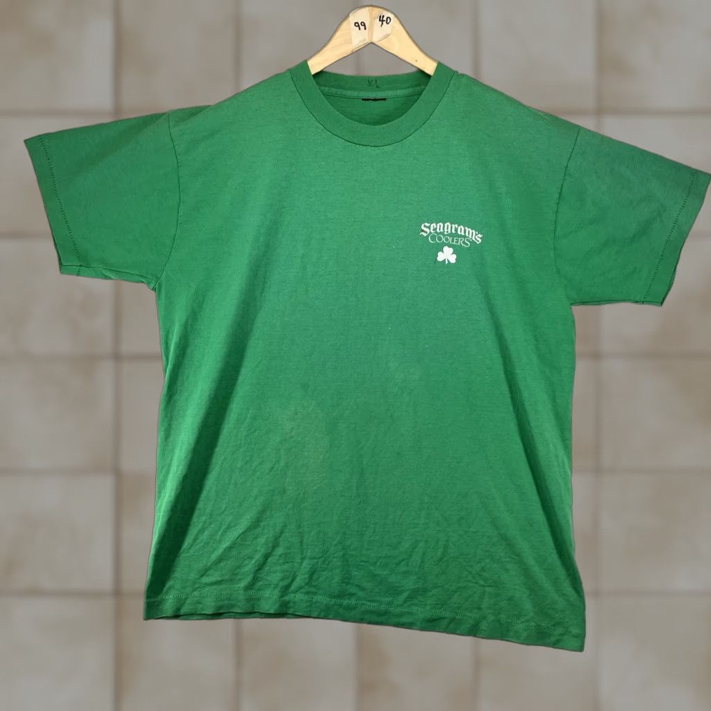 Fruit Of The Loom VINTAGE Fruit of the Loom 80s T-Shirt Green Short Sleeve Crew Neck L Men 80s Grunge Hipster Double-Sided Graphic Print Logo Limited Edition Size US L / EU 52-54 / 3 - 1 Thumbnail
