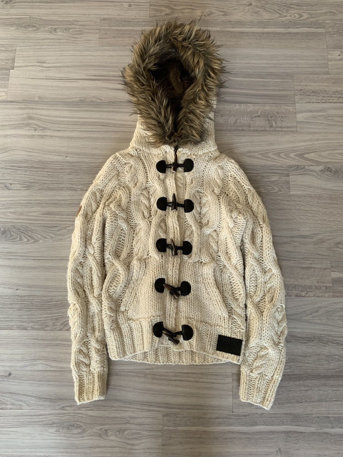 Japanese Brand Y2K SuperDry Knitted Fur Hooded Vest ifsixwasnine LGB goa Size US M / EU 48-50 / 2 - 4 Thumbnail