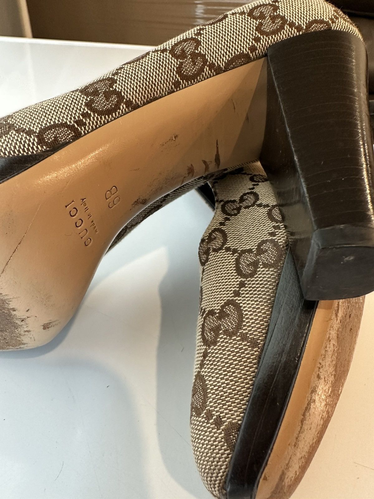Gucci Gucci Beige and Brown GG Canvas Women's Pumps Size US 6 / IT 36 - 7 Thumbnail