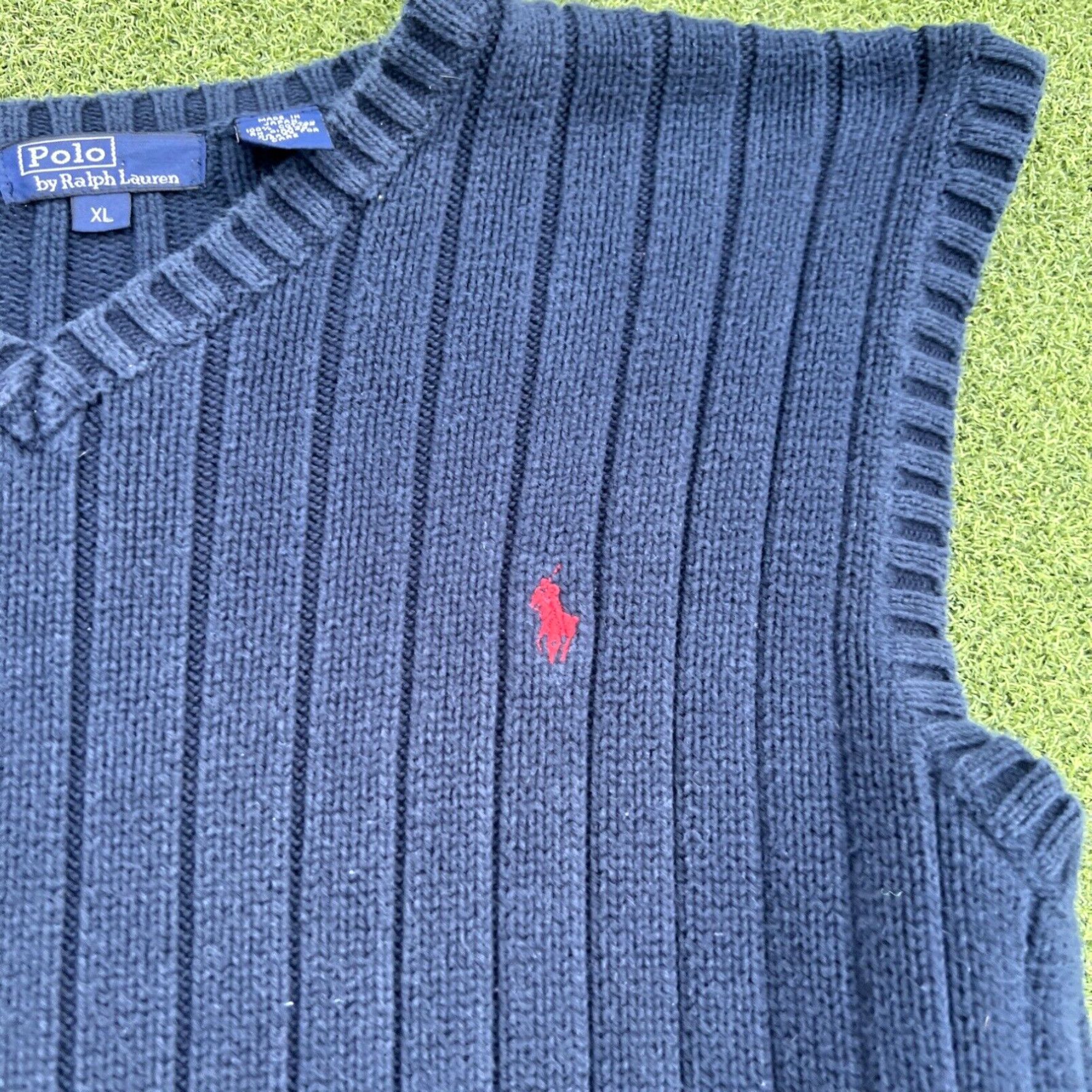 Polo Ralph Lauren Polo Ralph Lauren Vest Mens Xl V-Neck Knit Pullover Sweater Ribbed Navy Blue Size US XL / EU 56 / 4 - 2 Thumbnail