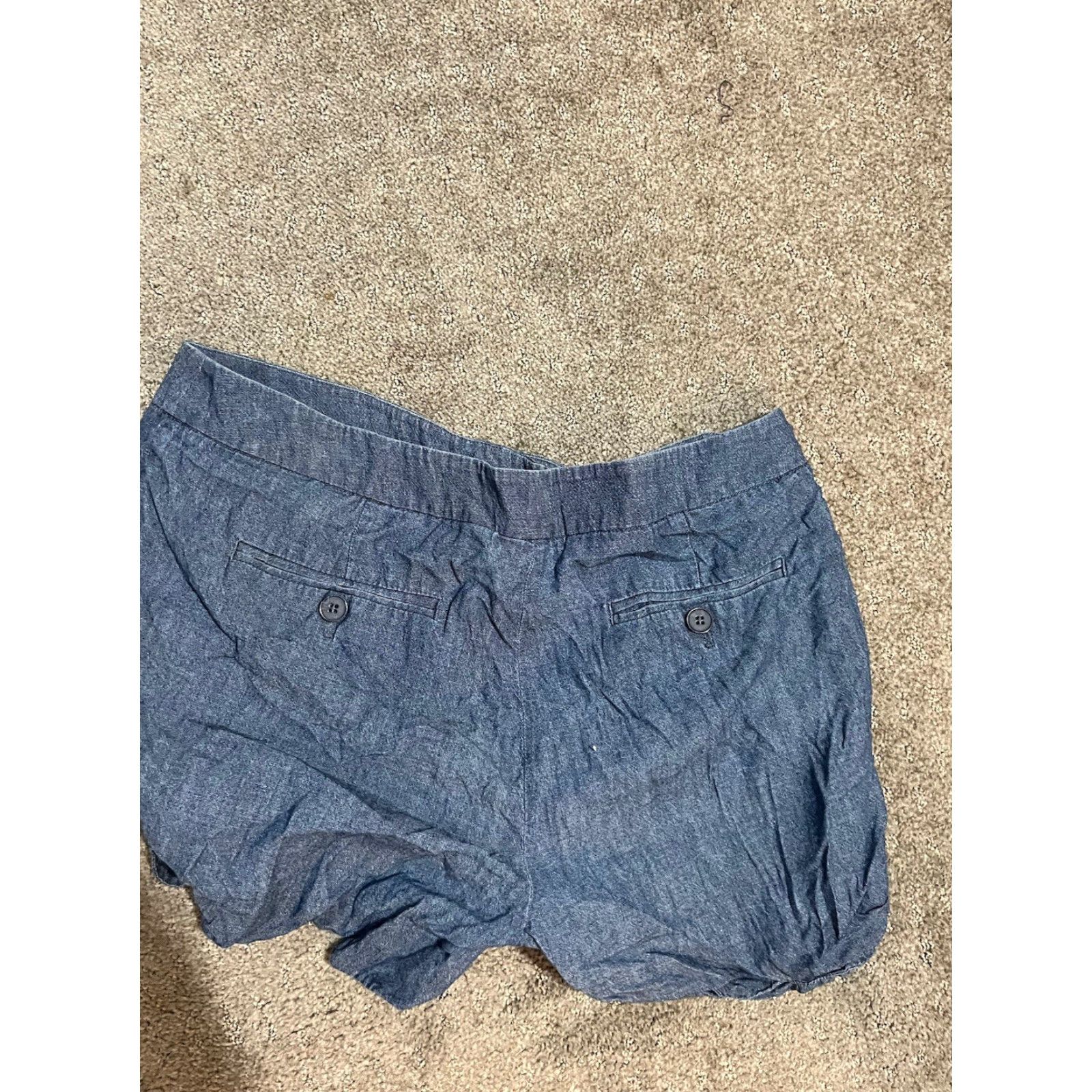 Vintage Kenar Women’s Blue Chambray Shorts Size 6 Women Shorts Casual Walking Style Summer Cotton Nylon Spandex Flat Cuffed Size 28" / US 6 / IT 42 - 2 Thumbnail