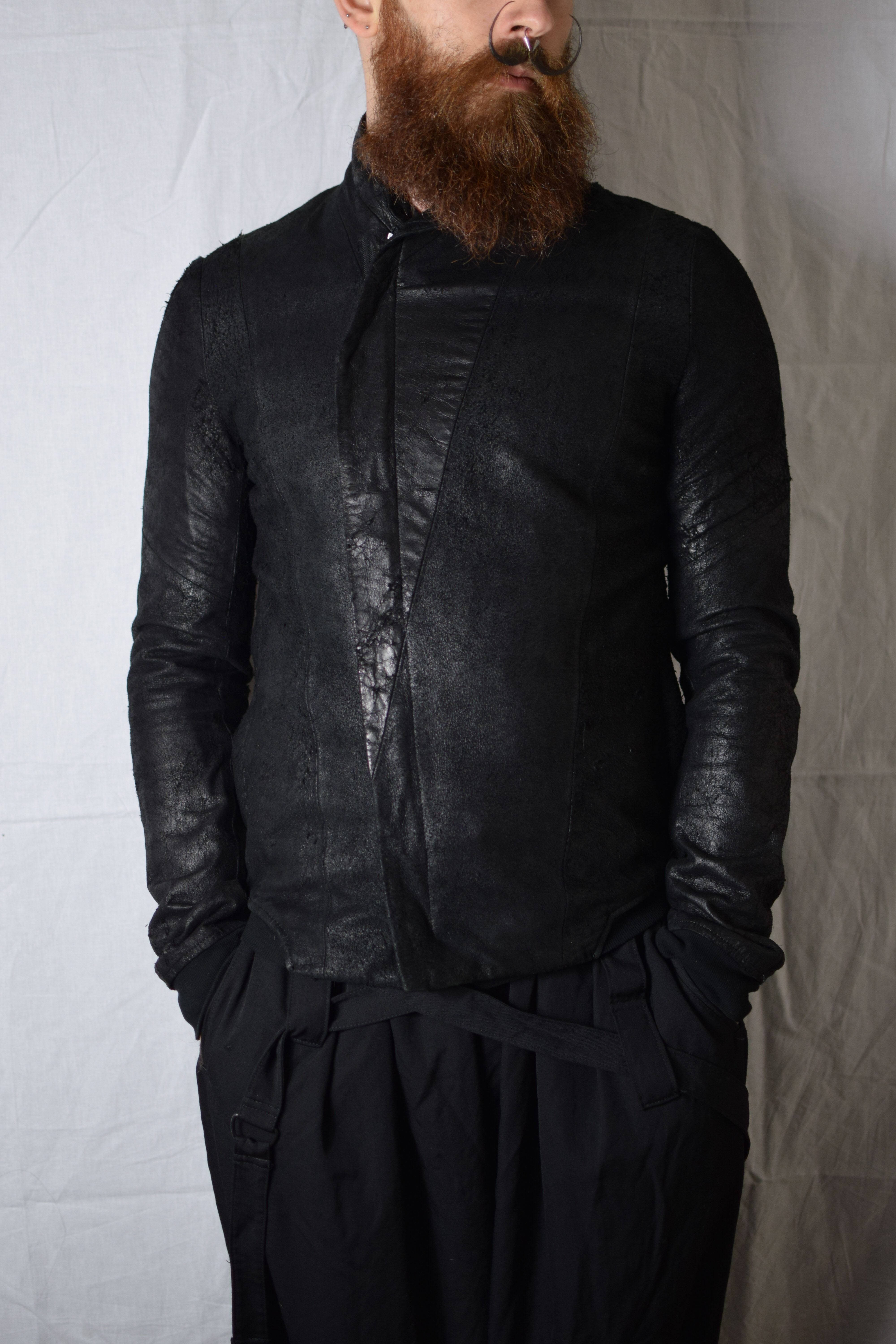 Pre-owned Julius Aw15 Sphere Leather Jacket - 517blm4 In Black