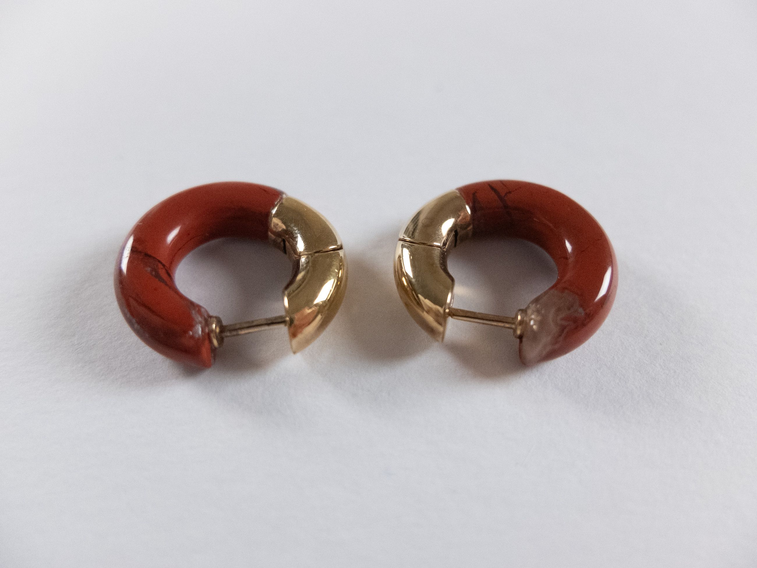 Bottega Veneta BOTTEGA VENETA red Jasper stone & silver hoop earrings q Size ONE SIZE - 4 Thumbnail