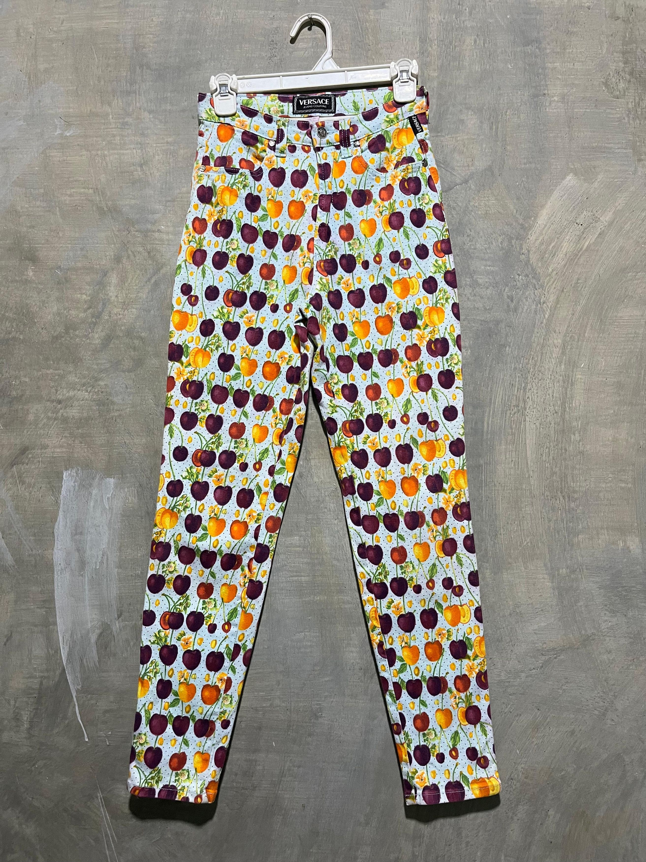 Versace × Versace Jeans Couture × Vintage Vintage Versace Cherry Print Pants Size 26" / US 2 / IT 38 - 1 Thumbnail