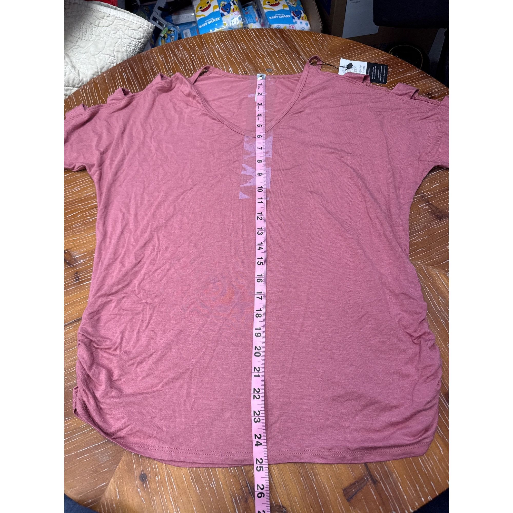 Other Womens Large Pink V-Neck Cutout Sleeve Top Medium Rayon/Span Size L / US 10 / IT 46 - 6 Thumbnail