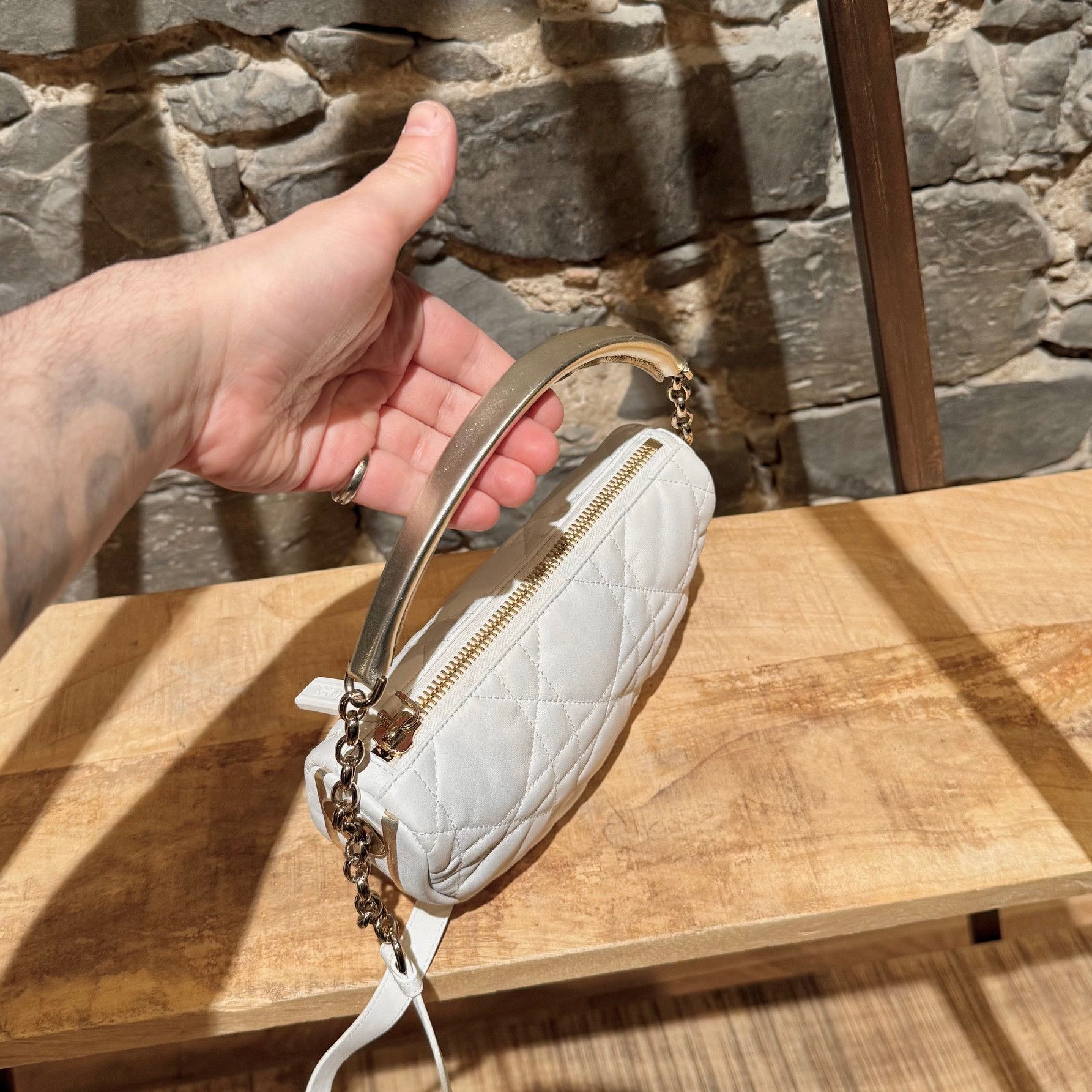 Dior Dior 2021 White Cannage Leather Small Vibe Hobo Two Way Bag Size ONE SIZE - 2 Thumbnail