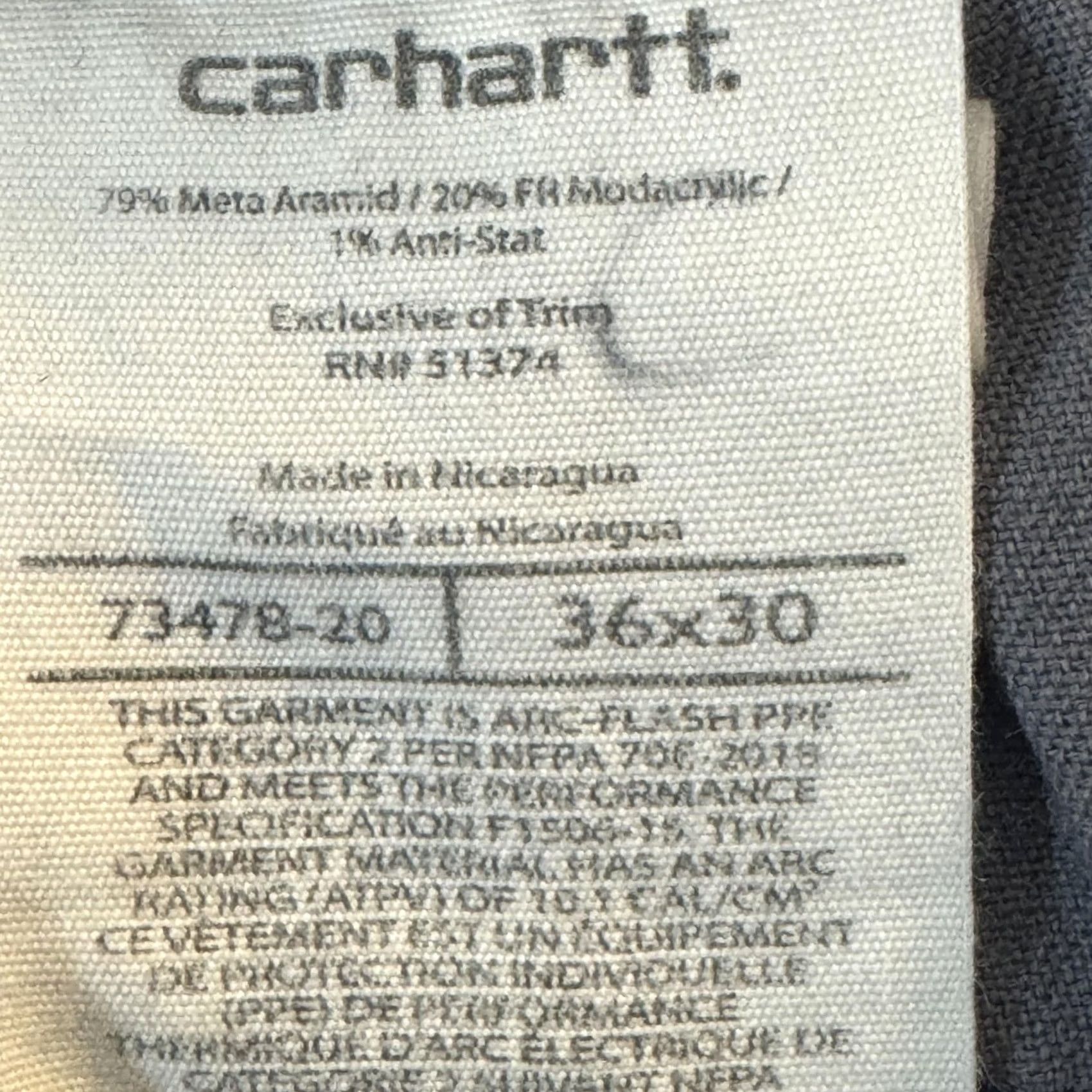 Carhartt Carhartt FR Work Pants Mens 36x30 CAT2 Arc Flash NFPA70E Navy Blue Size US 36 / EU 52 - 4 Thumbnail