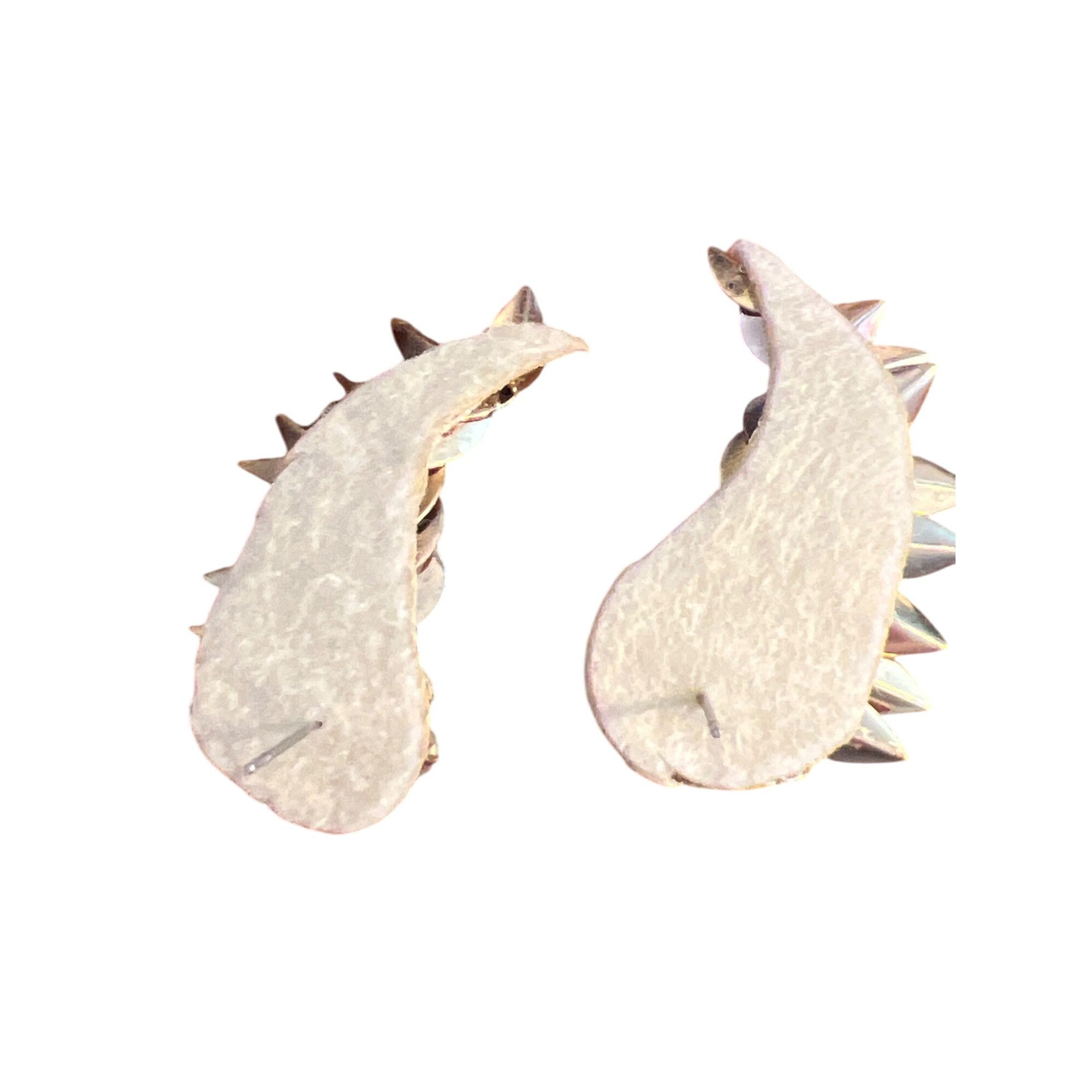 Other Vtg Rhinestone Leaf Cluster Statement Earrings Gold Metallic Size ONE SIZE - 4 Thumbnail