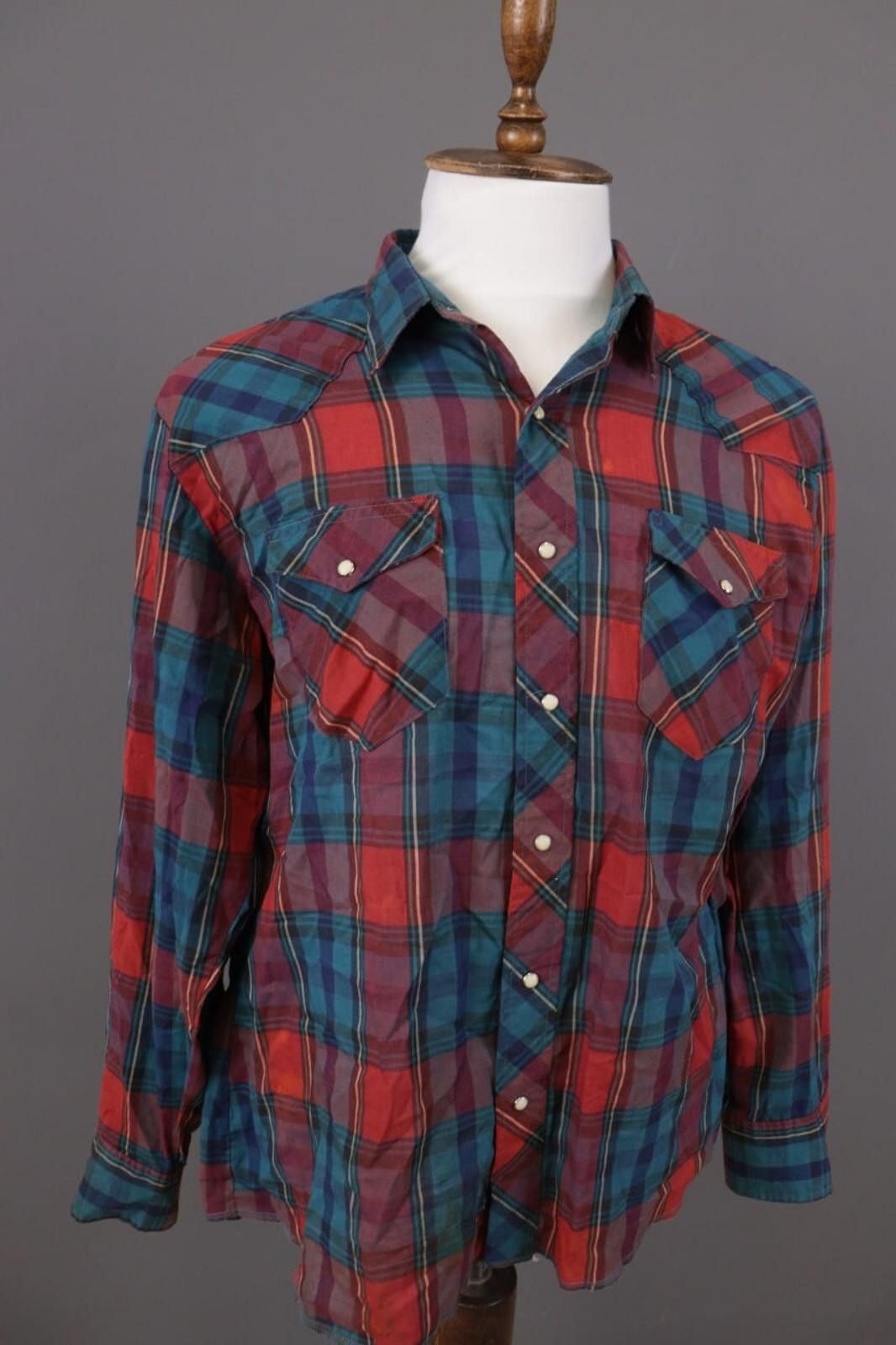 Wrangler Vintage Wrangler Multi Check Snap Western Shirt Size XL Size US XL / EU 56 / 4 - 4 Thumbnail