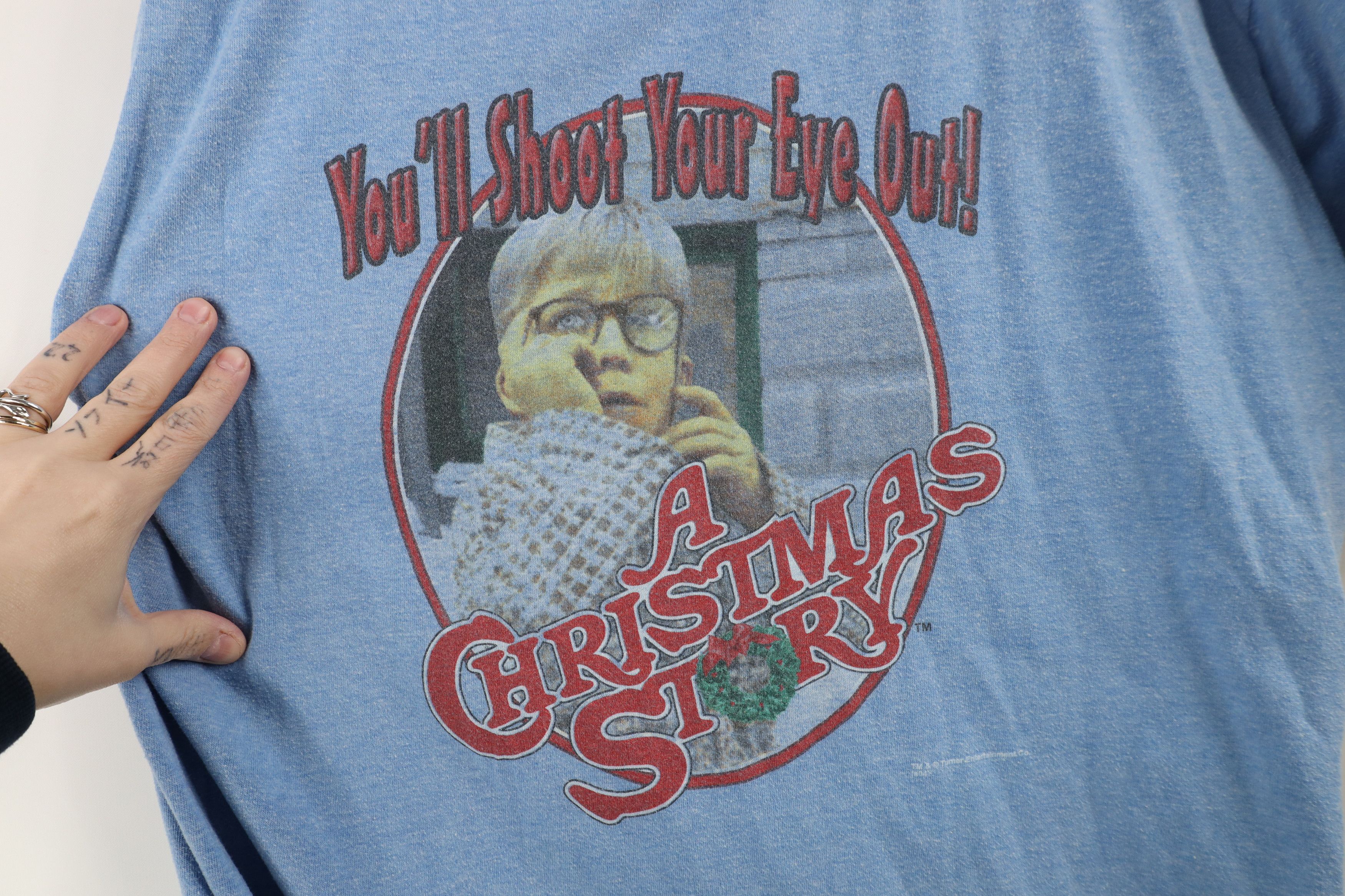 Vintage Vintage 90s Christmas Shoot Your Eye Out Ringer T-Shirt Size US L / EU 52-54 / 3 - 4 Thumbnail