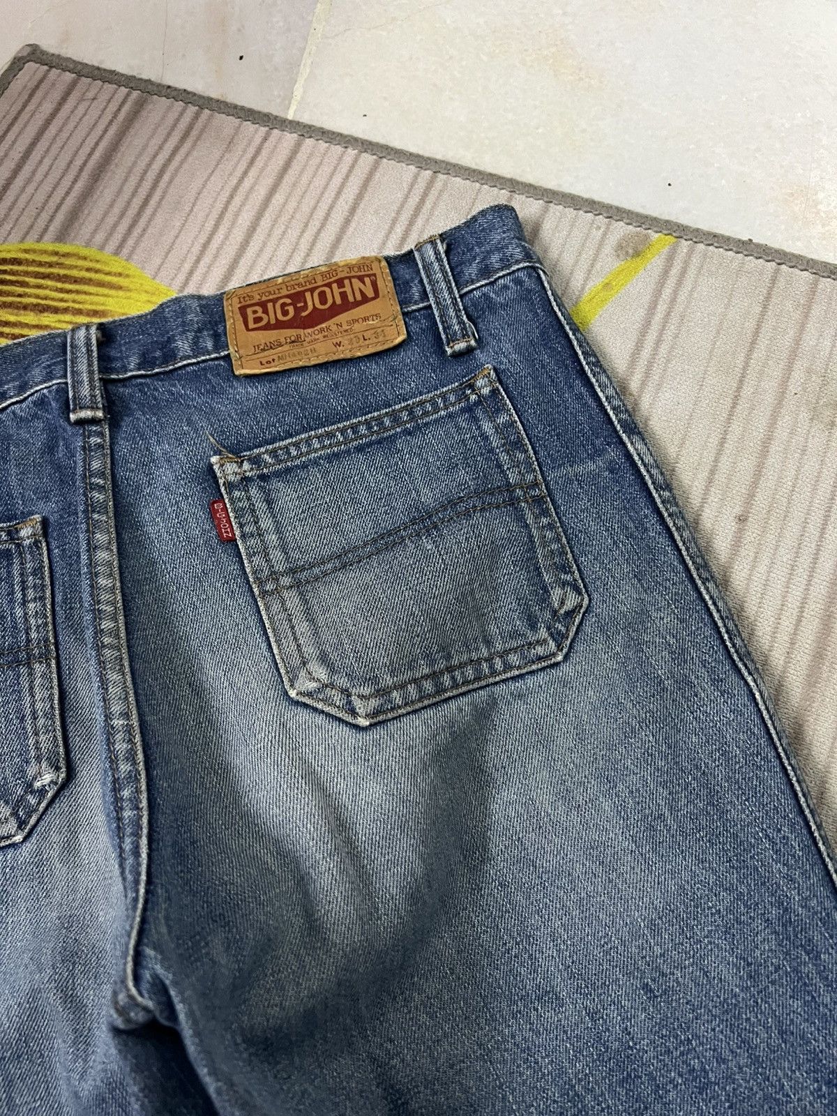 Japanese Brand 💥Flare💥Vintage Big John Bush Pants Bell Bottom Distress Jean Size US 29 - 20 Thumbnail