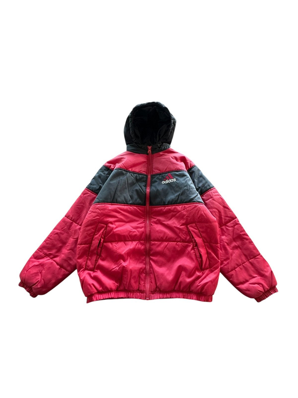 Adidas × Vintage Vintage Adidas Embroidered Double Sided Logo Puffer Hoodie Size L / US 10 / IT 46 - 1 Thumbnail