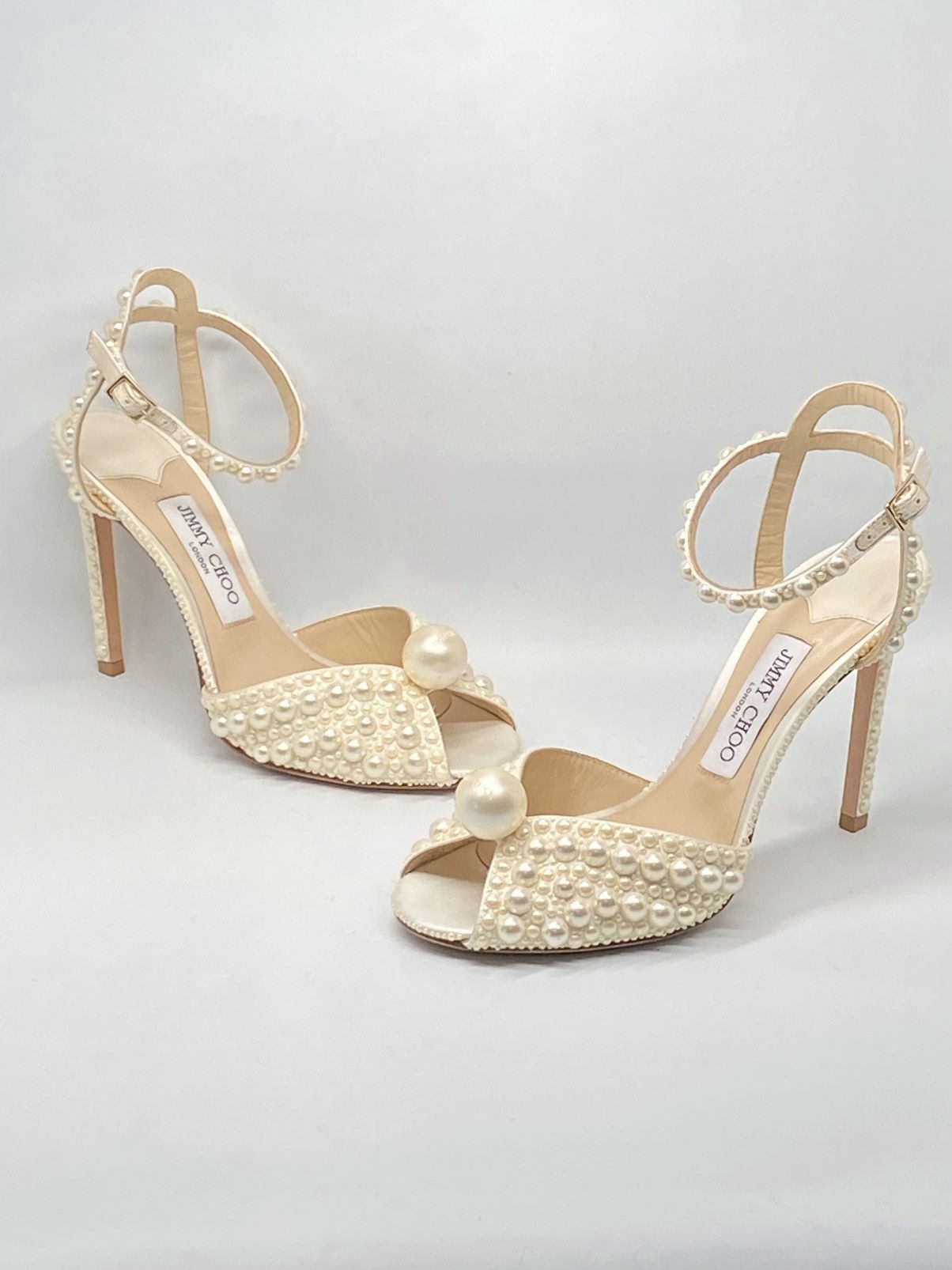 Jimmy Choo Jimmy Choo Sacora 100MM Pearl-Embellished Sandals size 38 Size US 8 / IT 38 - 5 Thumbnail