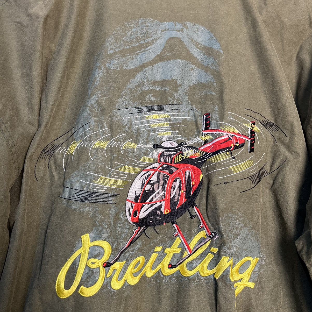Alpha Industries Vintage Breitling Aviation Pained Waxed Bomber Jacket Size US L / EU 52-54 / 3 - 13 Thumbnail