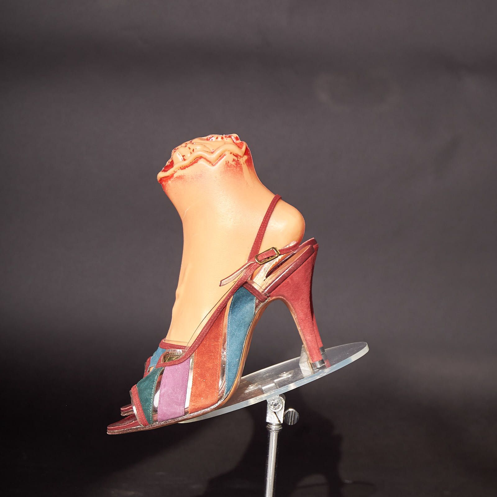 Vintage 1950s D’Antonio Peep Toe Clear and Suede Heels Shoes Size US 6.5 / IT 36.5 - 3 Thumbnail