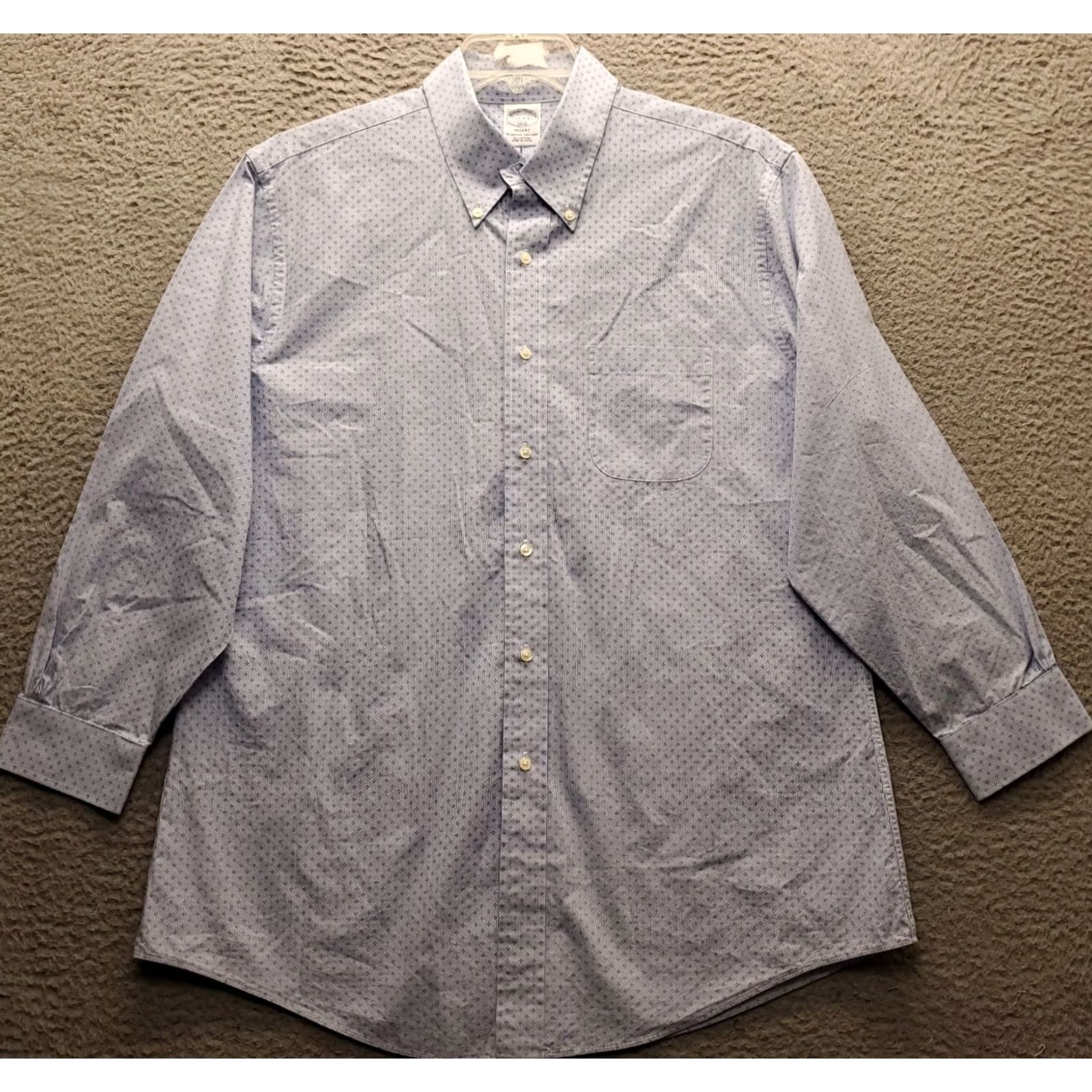 Brooks Brothers Brooks Brothers Mens Dress Shirt 17 Geometric Button-Down Silk? No, 100% Cotton Multicolor Button Down EUC Size 46R - 2 Thumbnail