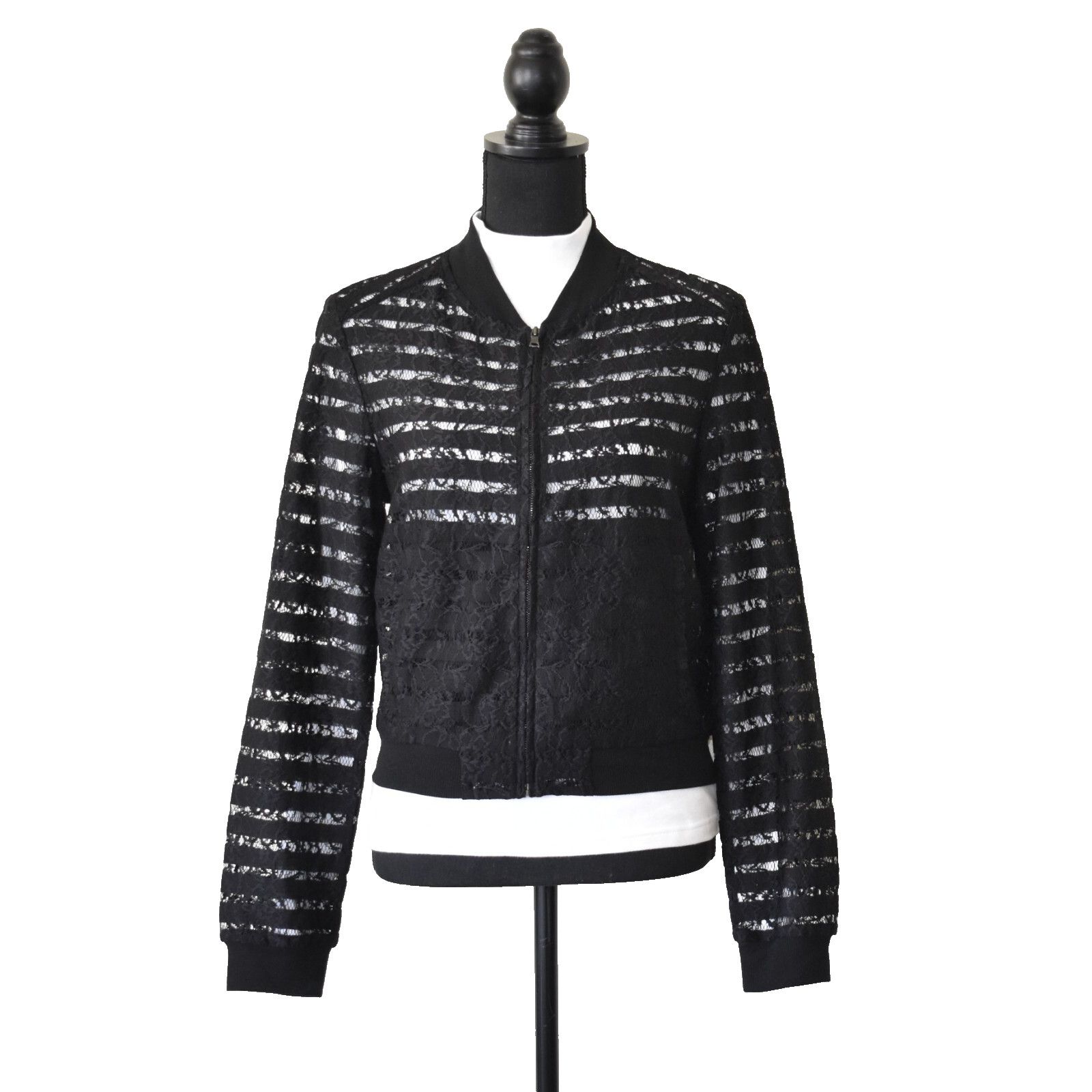 Bcbgmaxazria BCBG MAXAZRIA Cotton/Nylon Blend Lace Bomber Jacket S $198 Size S / US 4 / IT 40 - 1 Thumbnail
