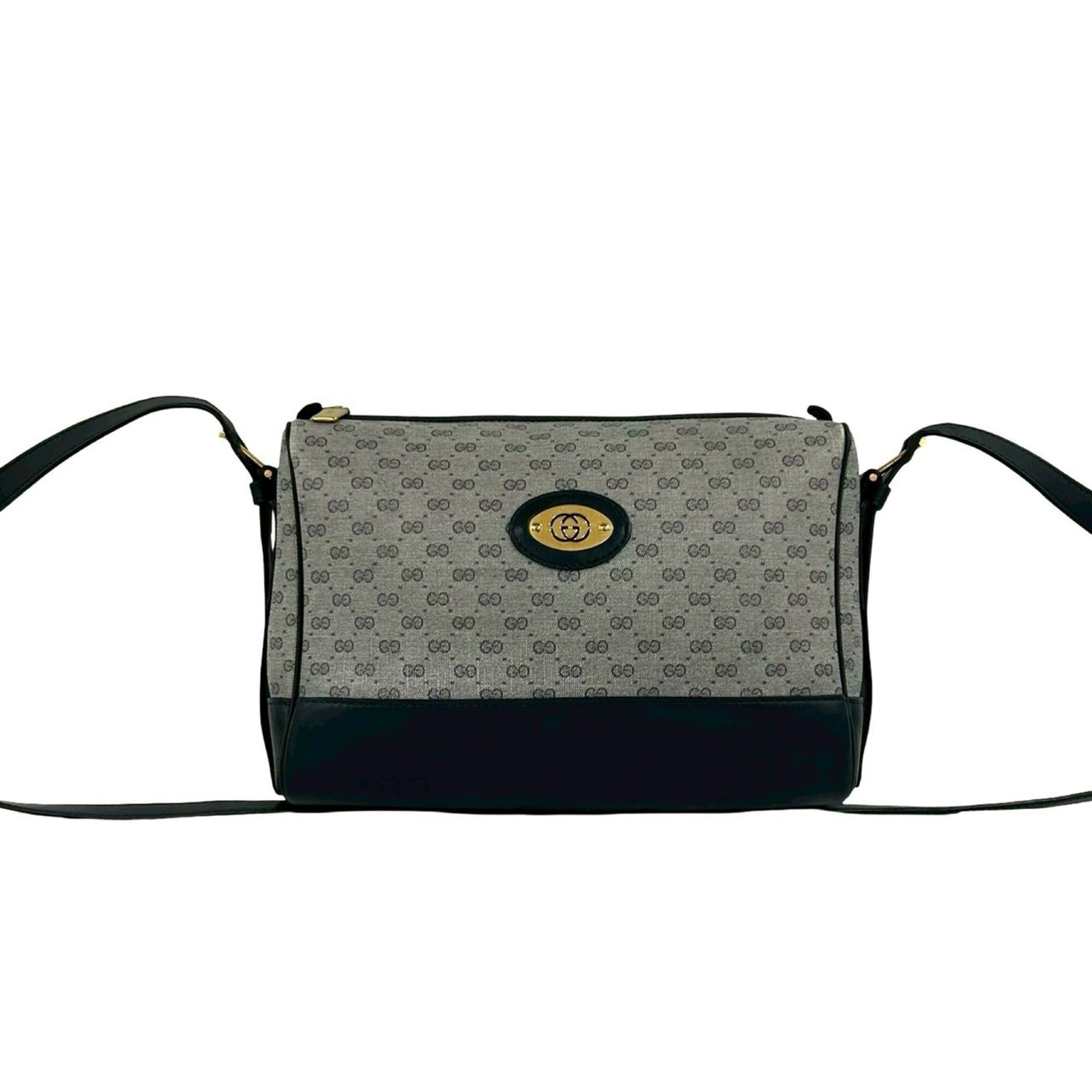 Gucci GUCCI Vintage Old Gucci Micro GG Logo Hardware Leather Shoulder Bag Pouch Navy 19276 Size ONE SIZE - 1 Thumbnail