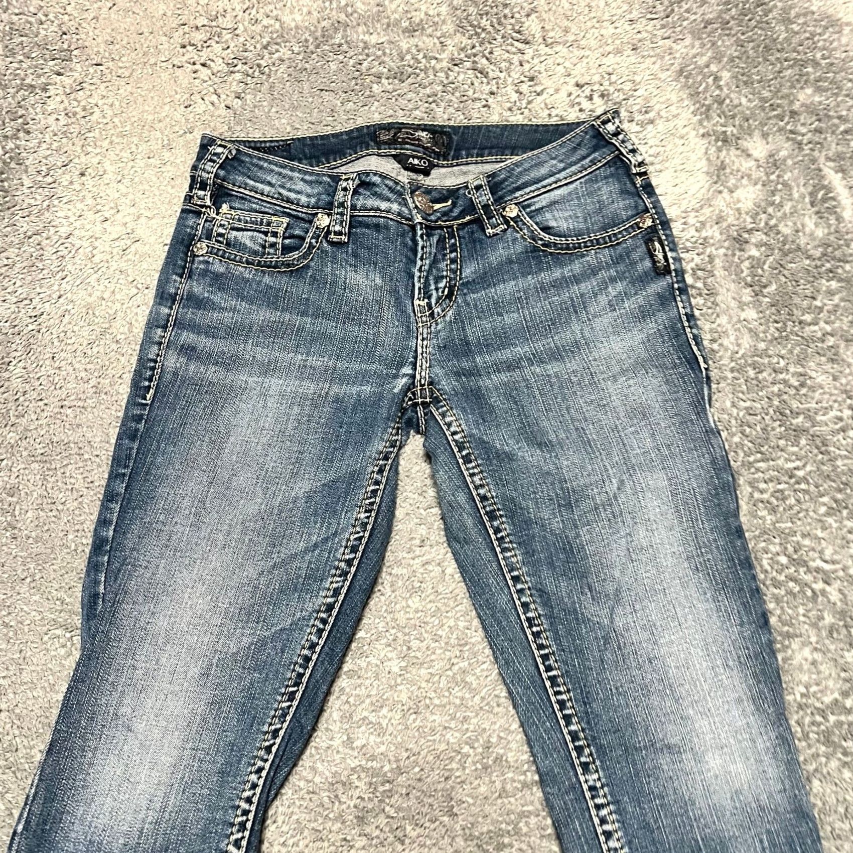 Silver Jeans Co. VINTAGE Silver Jeans Womens 27 (29x25) Aiko Capri Straight Blue Denim Pants Western Womens Size 27" / US 4 / IT 40 - 3 Thumbnail