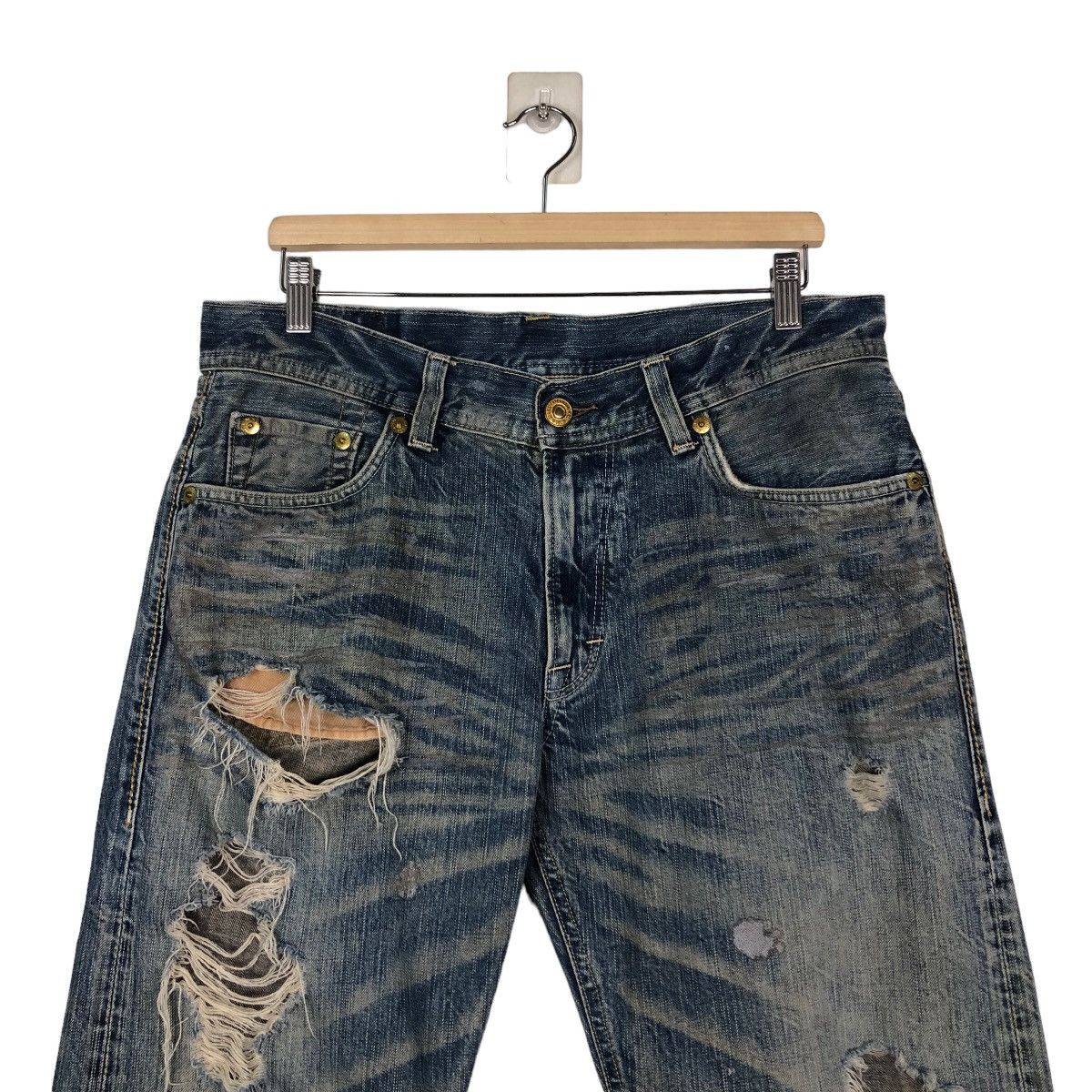 Japanese Brand 🔥Rusty Holes Punk Denim Biker Denim Craft Japan Made Size US 34 / EU 50 - 3 Thumbnail